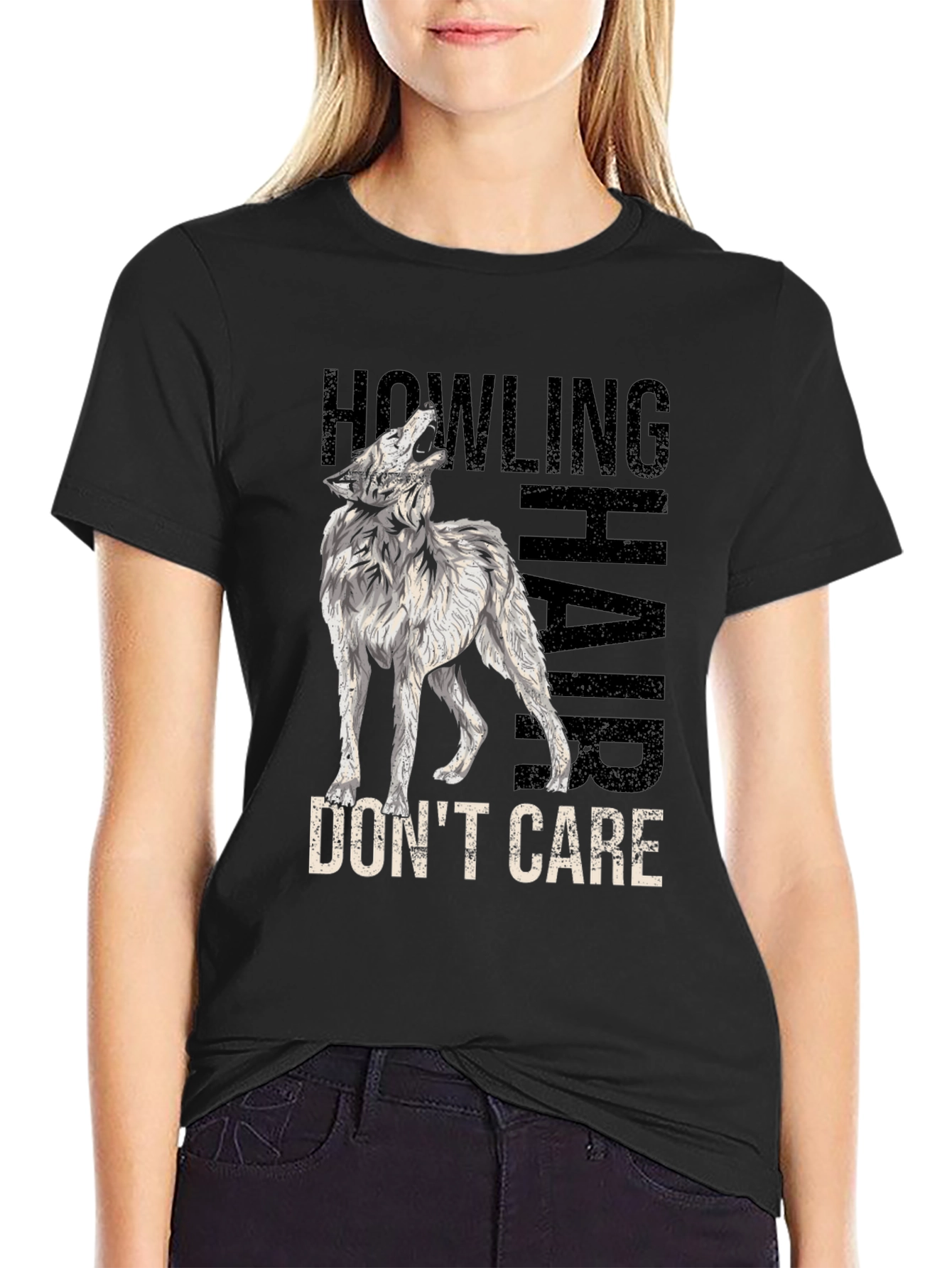 Howling Wolf Hair Dont Care Graphic Tee