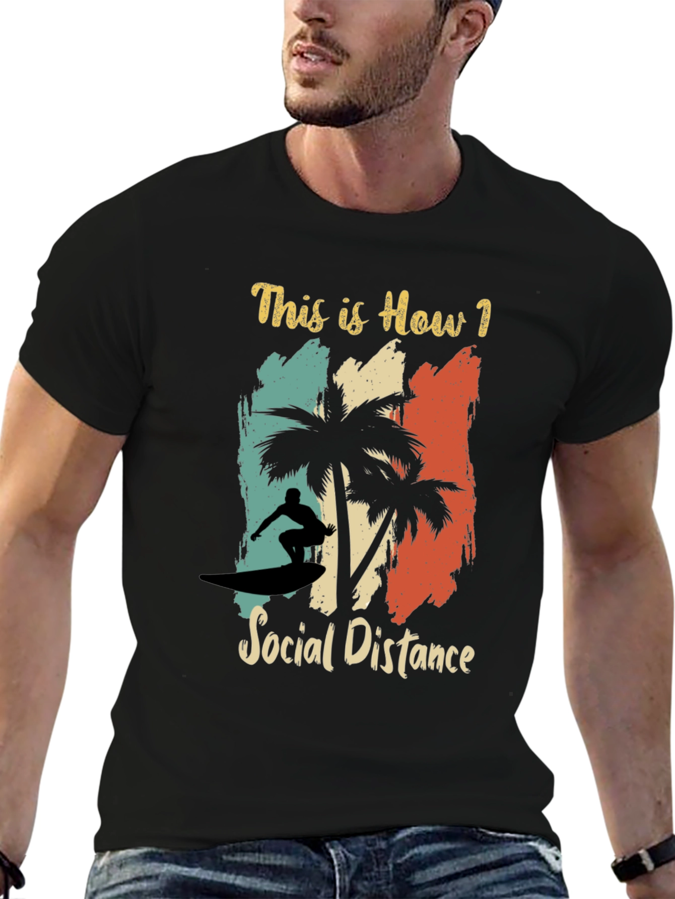 Surfing Social Distance Graphic Tee