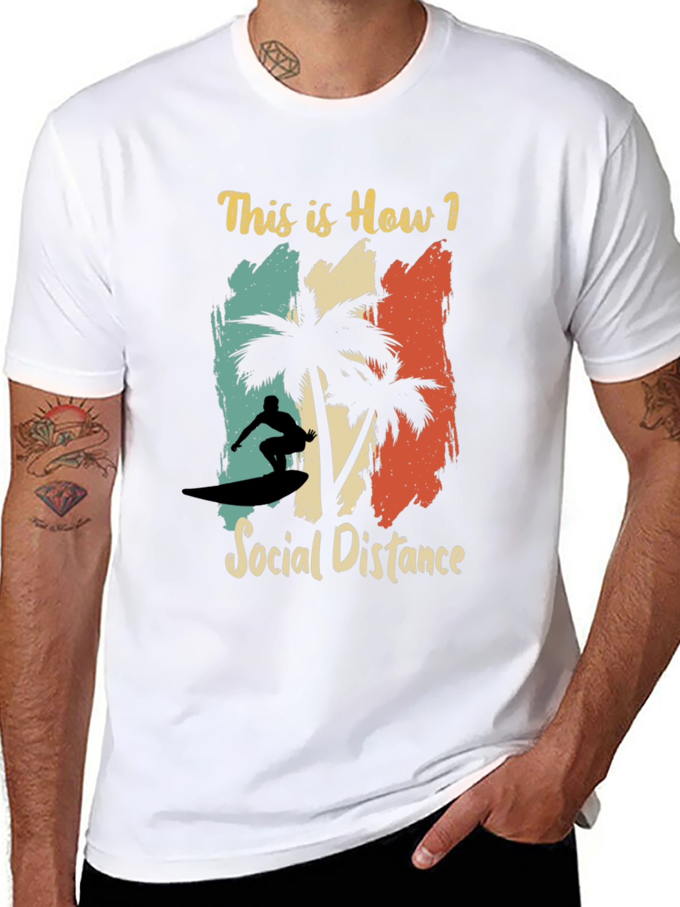 Surfing Social Distance Graphic Tee