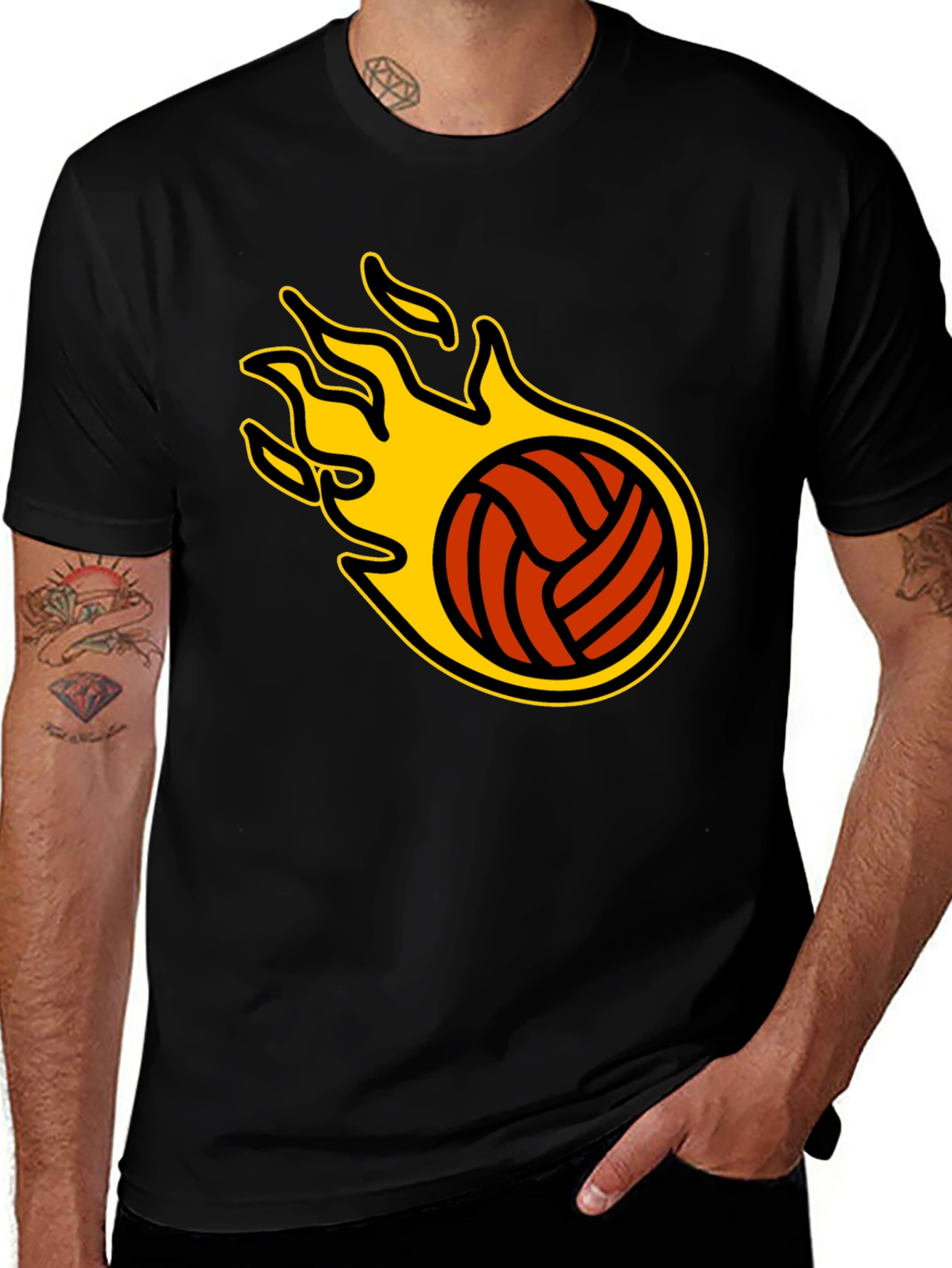 Flaming Volleyball Graphic T-Shirt