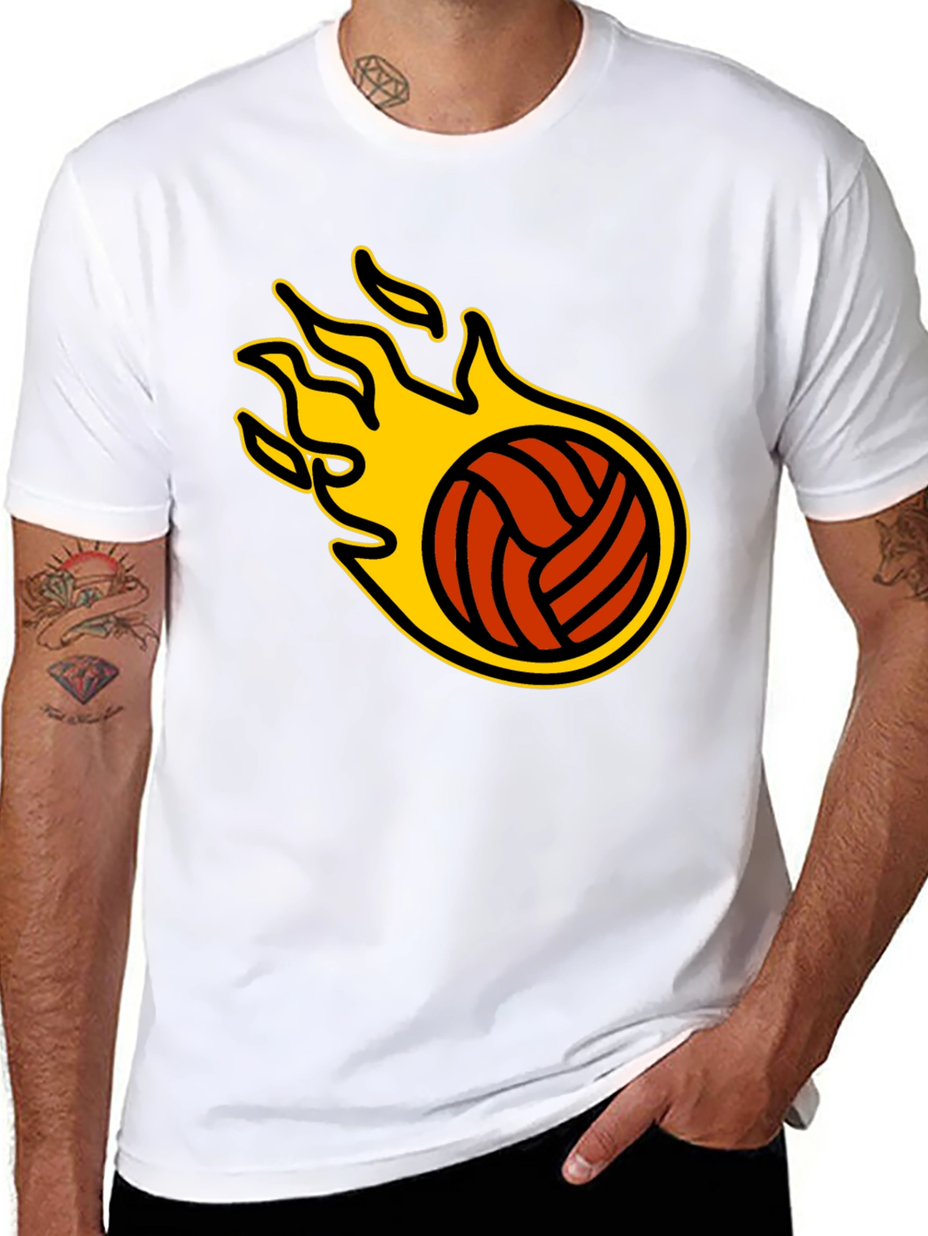 Flaming Volleyball Graphic T-Shirt