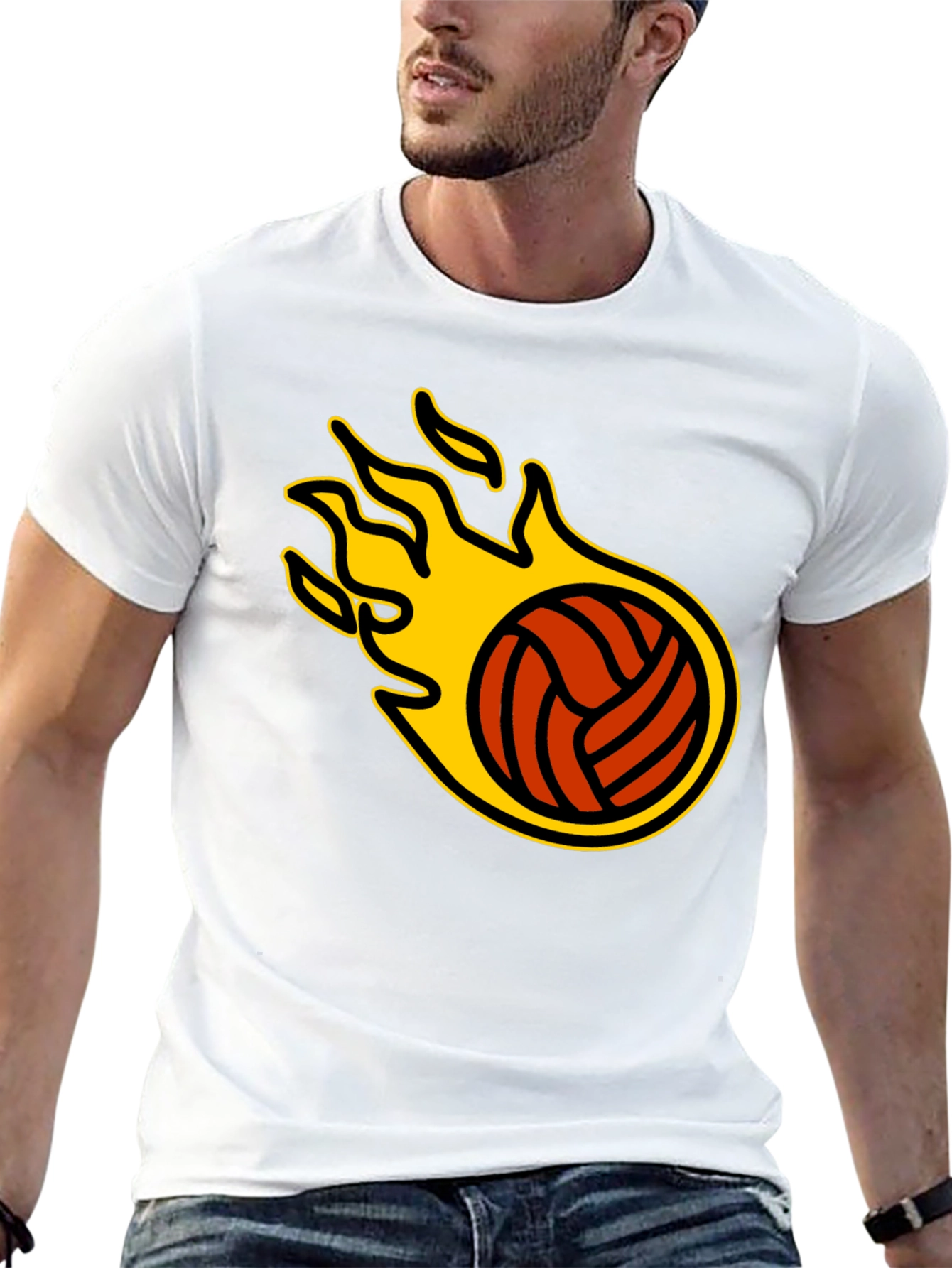 Flaming Volleyball Graphic T-Shirt