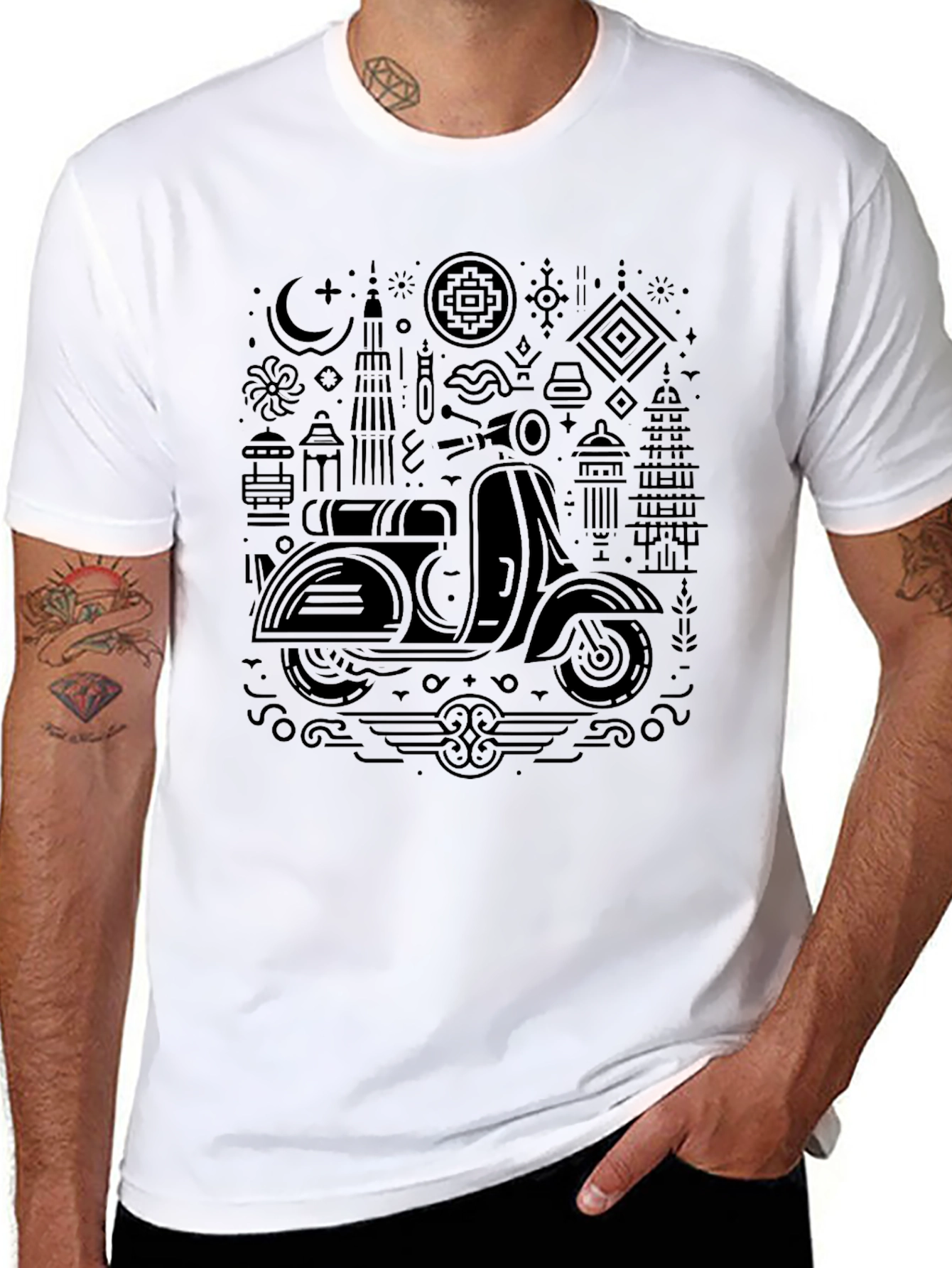 Black Scooter Graphic Tee - Unique Design