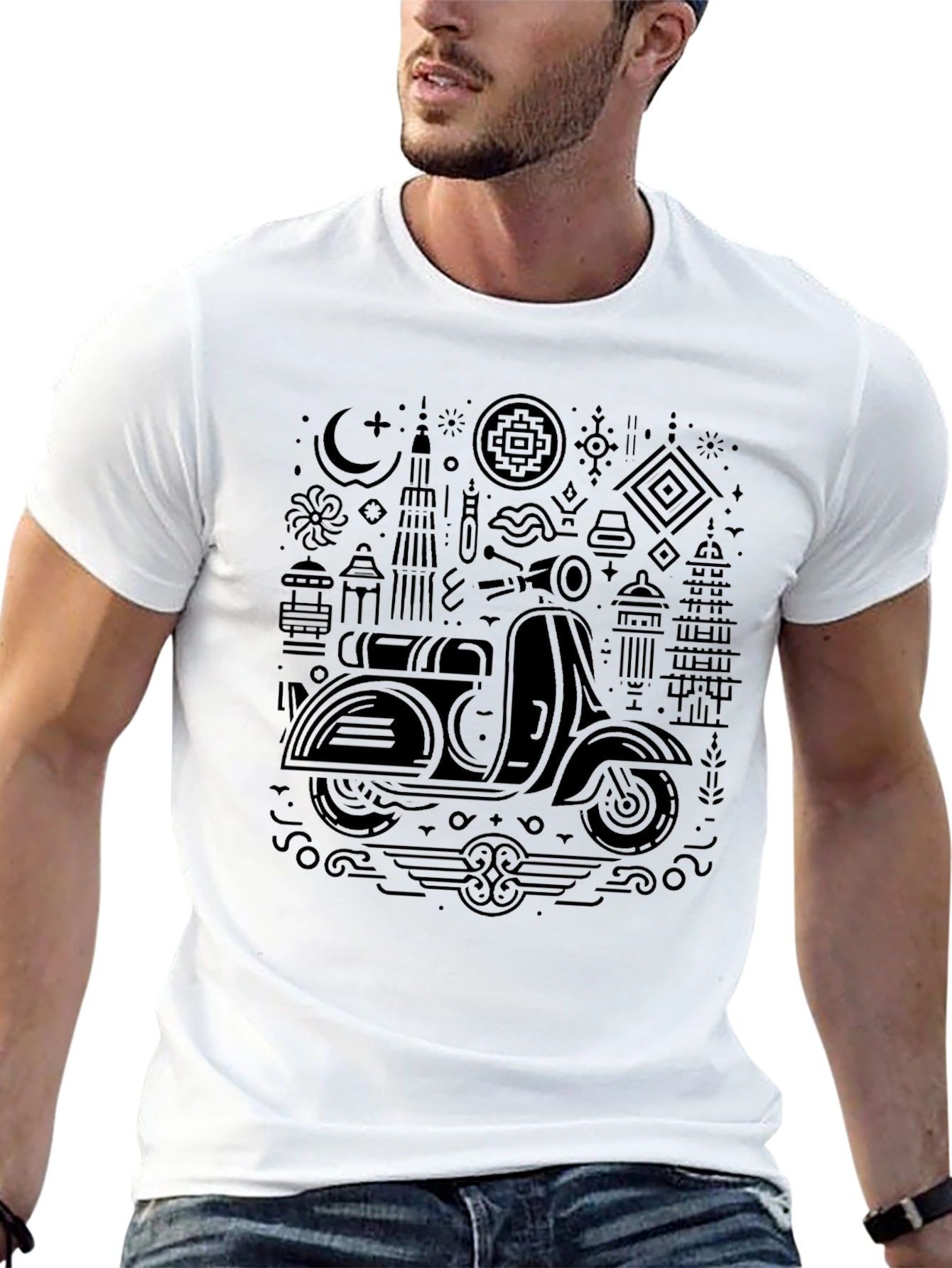 Black Scooter Graphic Tee - Unique Design