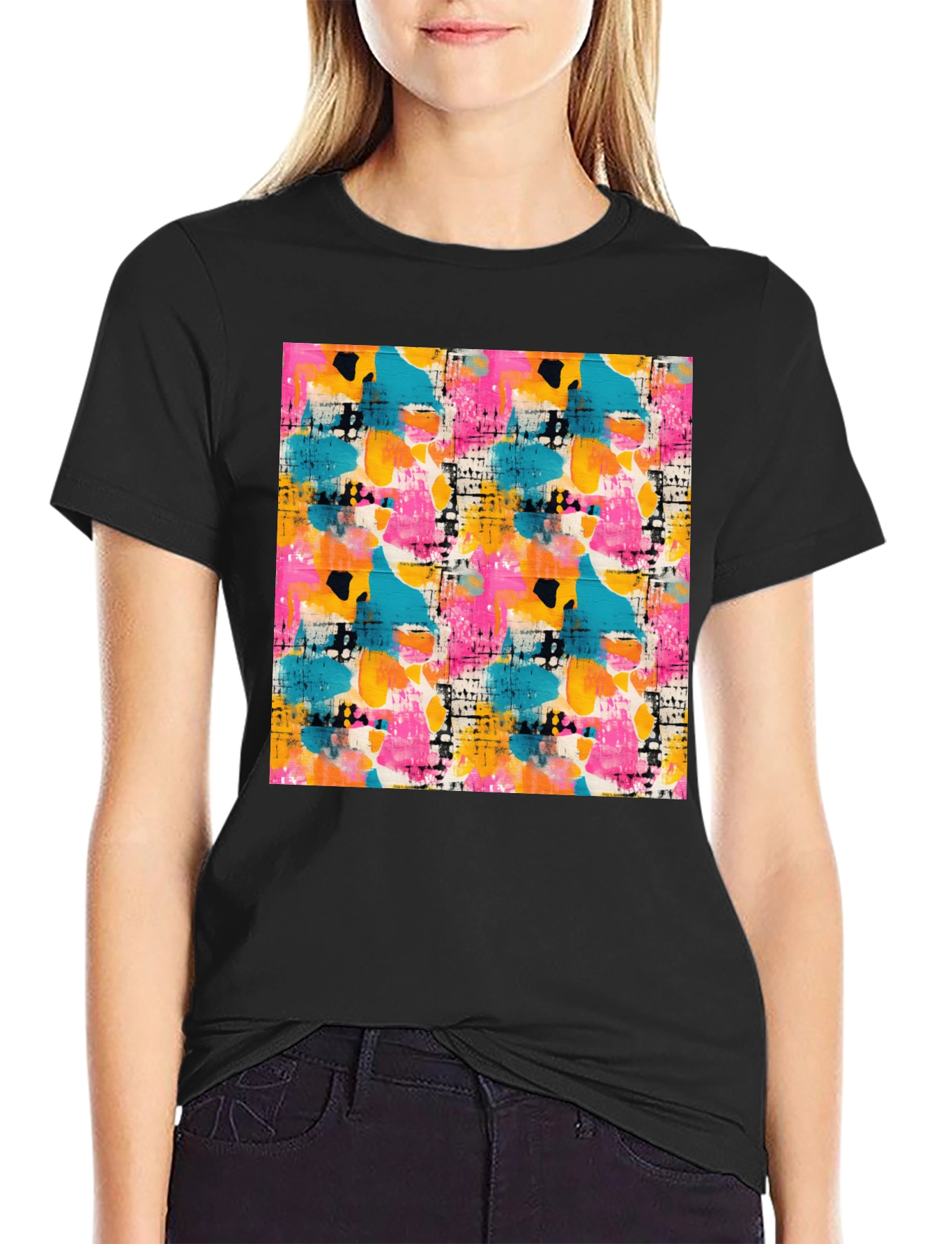 Abstract Art Print Black T-Shirt