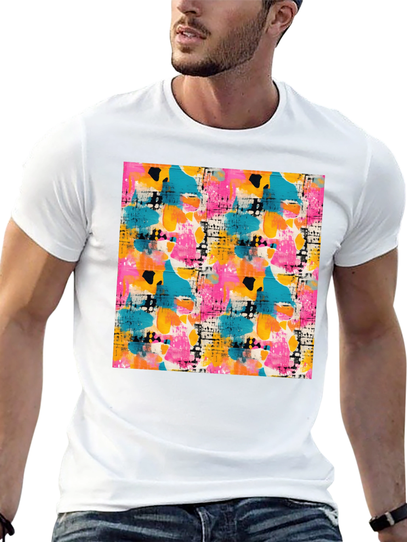 Abstract Art Print Black T-Shirt