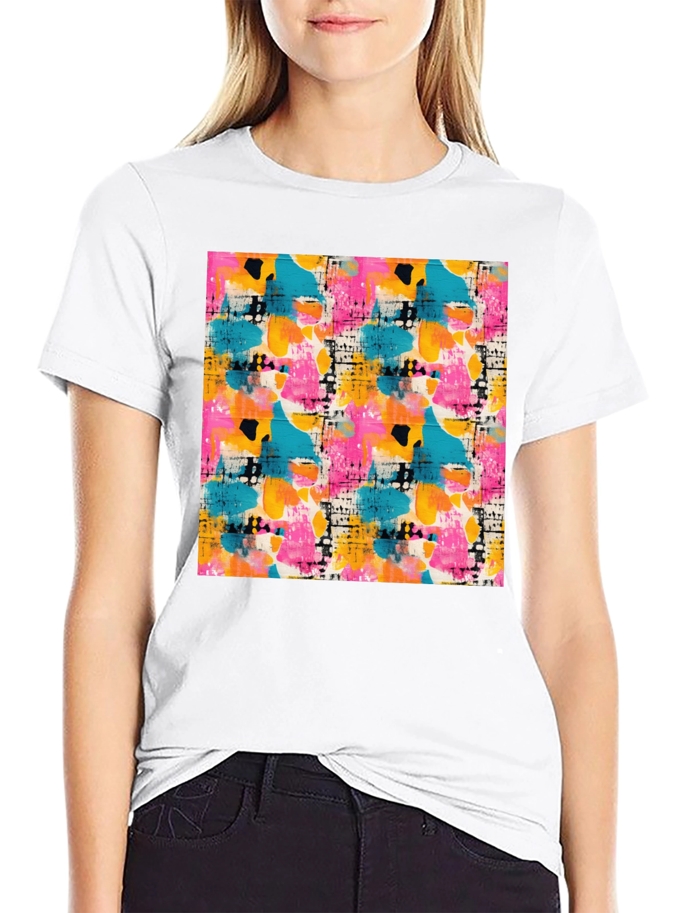Abstract Art Print Black T-Shirt