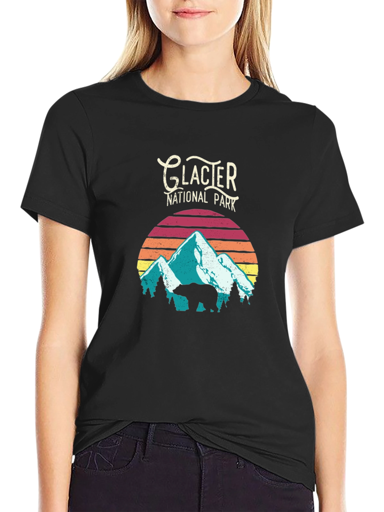 Glacier National Park Retro Graphic T-Shirt