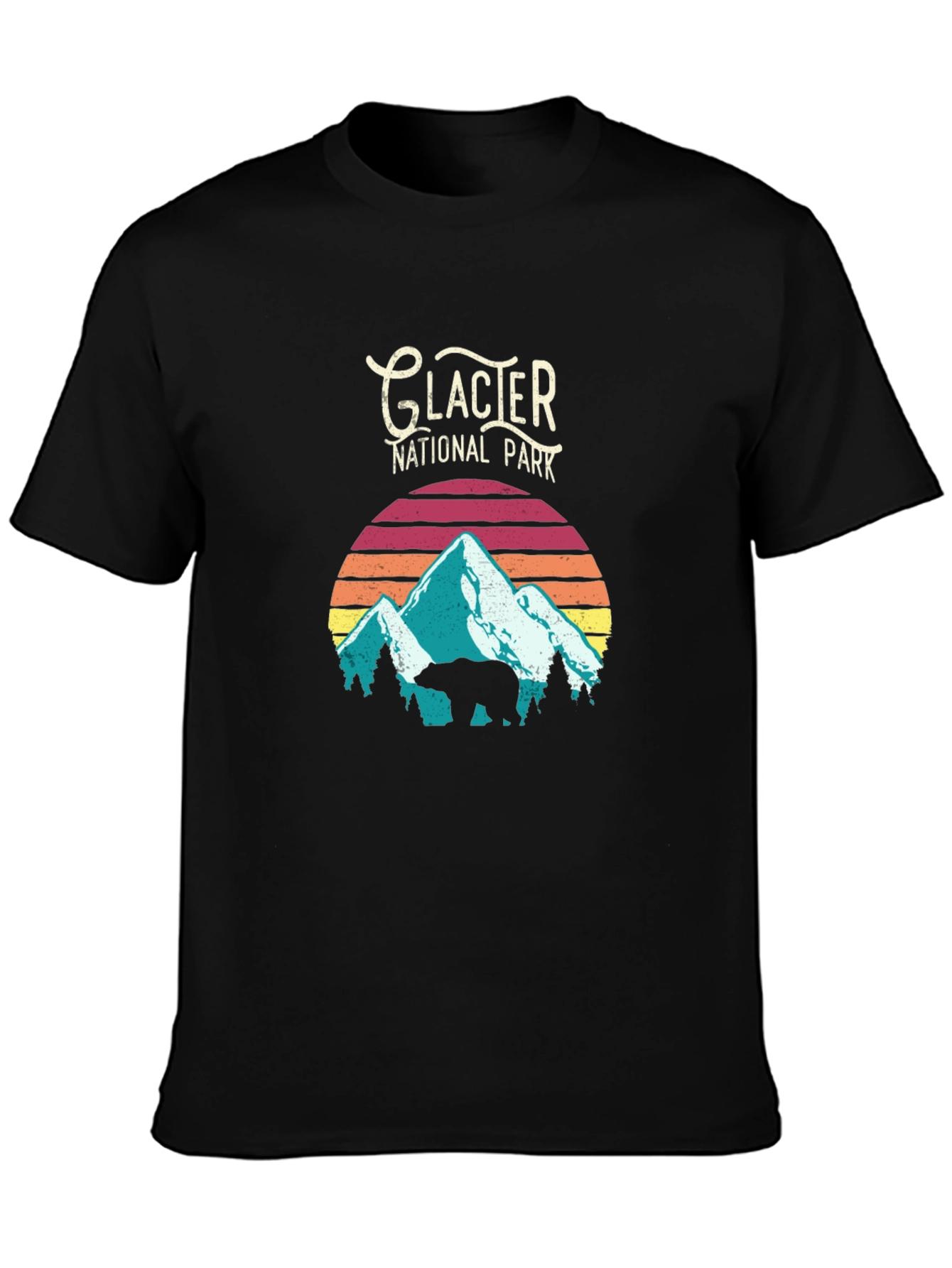 Glacier National Park Retro Graphic T-Shirt