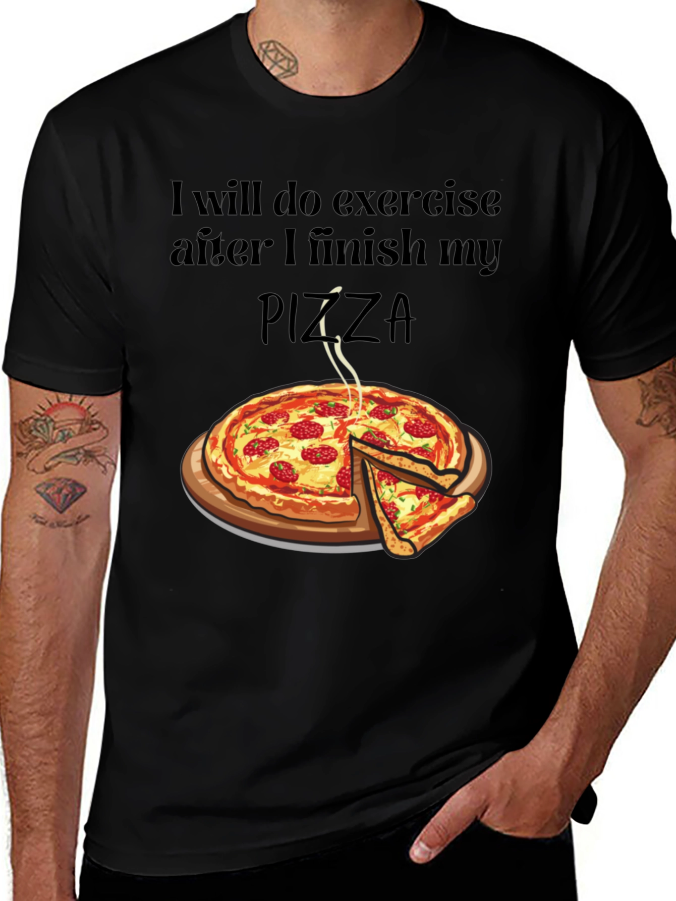 Funny Pizza Lover T-Shirt - Exercise Later!