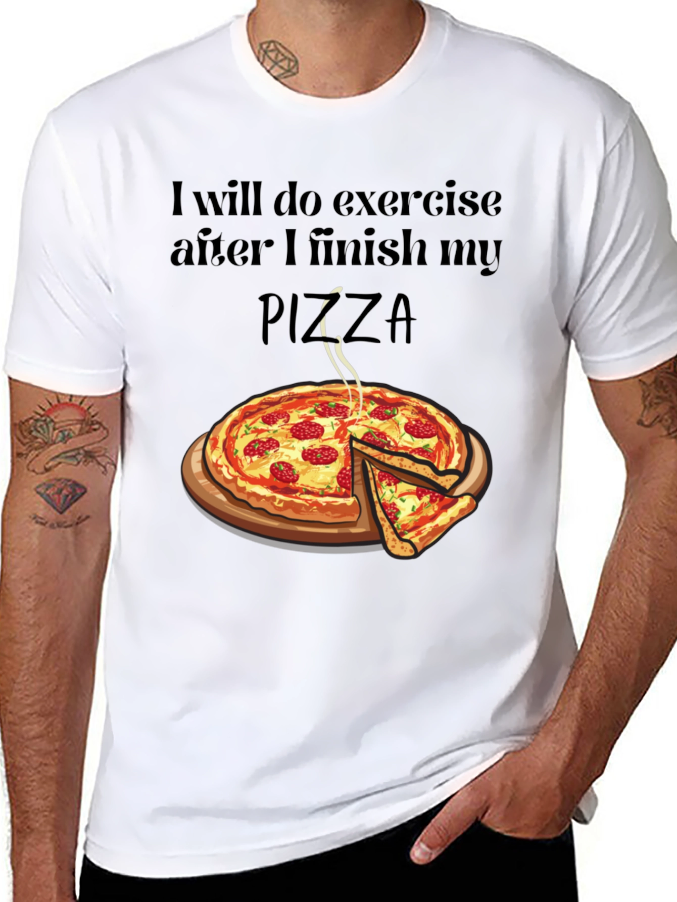 Funny Pizza Lover T-Shirt - Exercise Later!