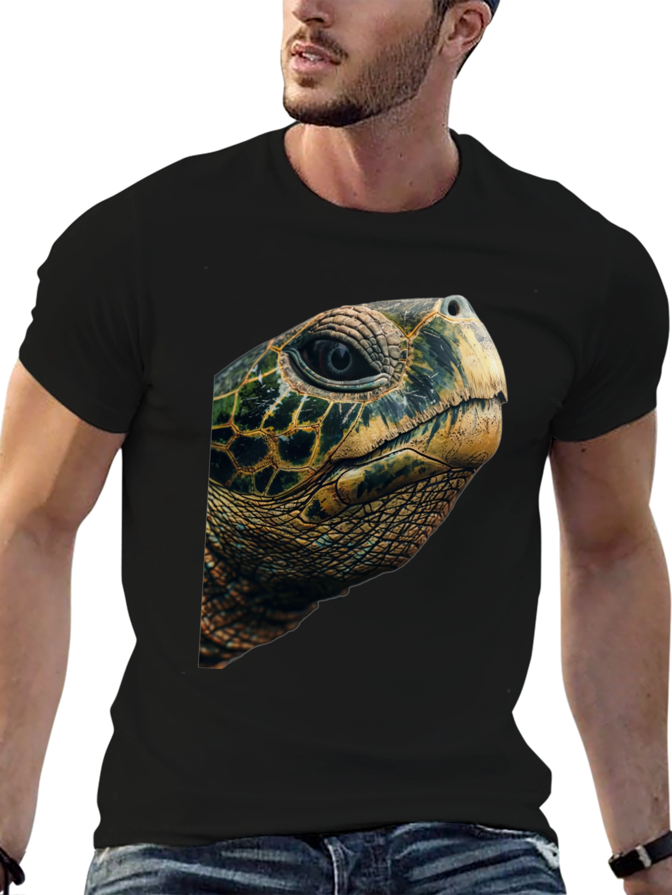 Sea Turtle Graphic Tee - Black Cotton Blend T-Shirt