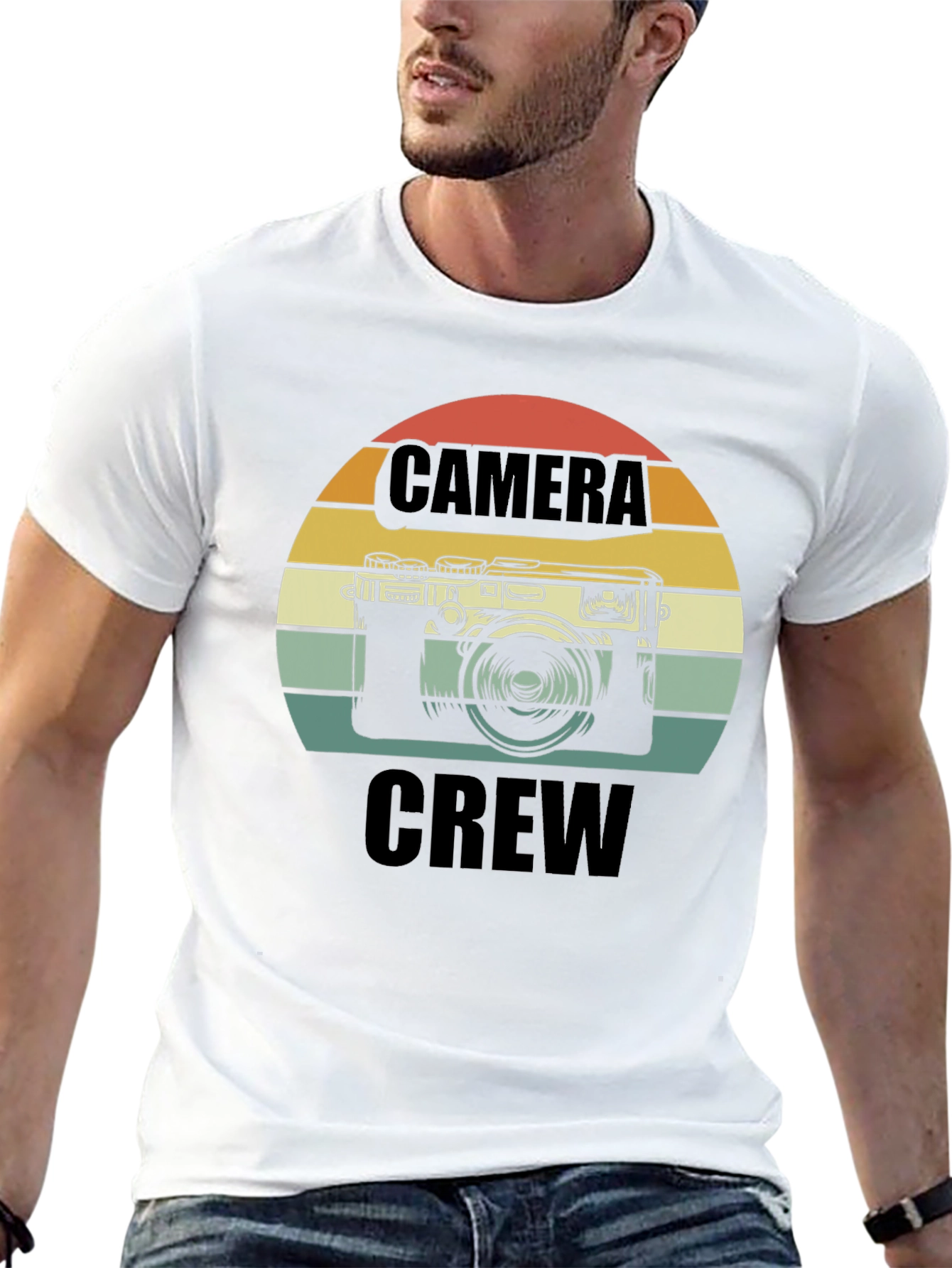 Camera Crew Retro Style Graphic Tee
