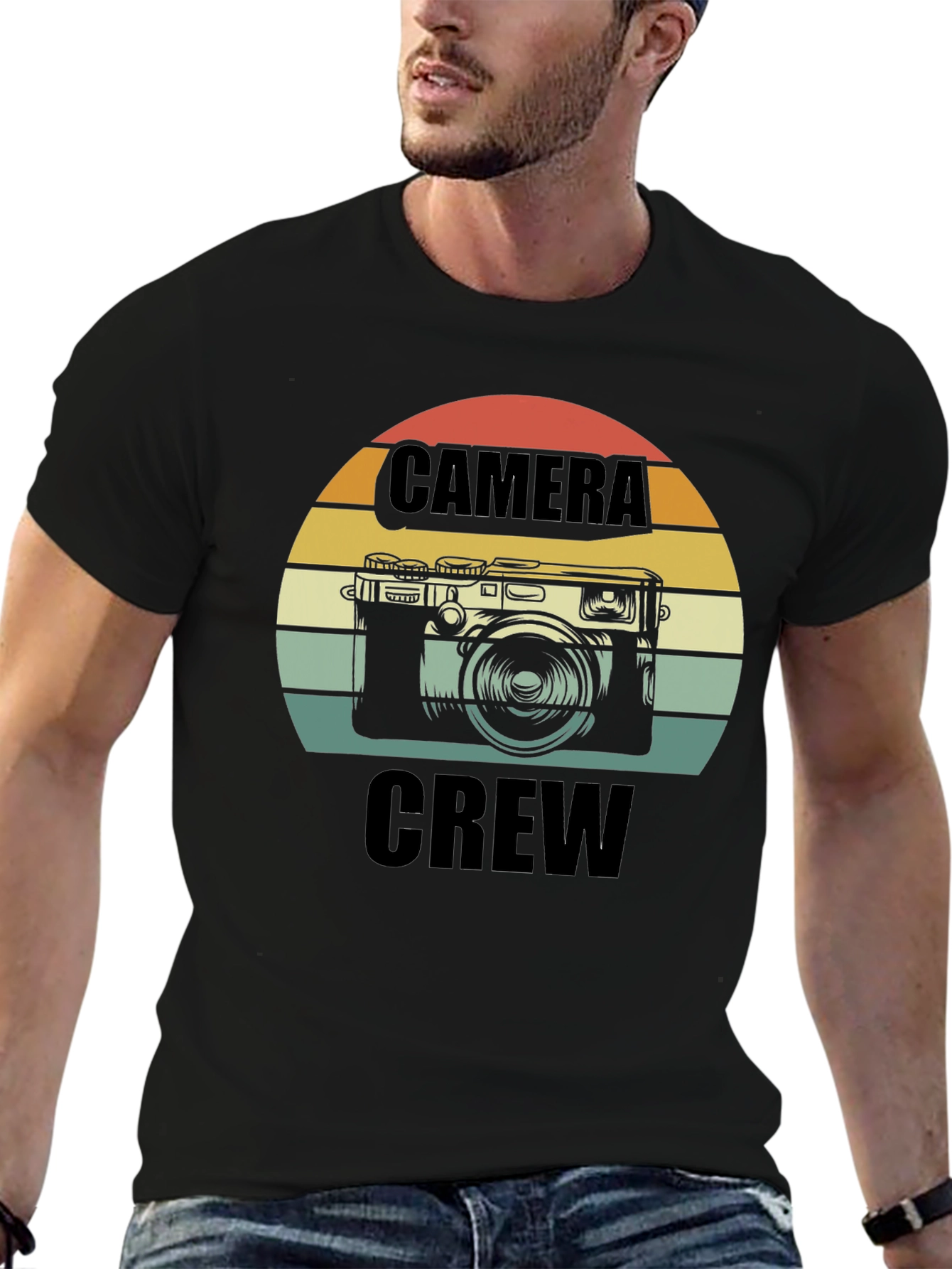 Camera Crew Retro Style Graphic Tee