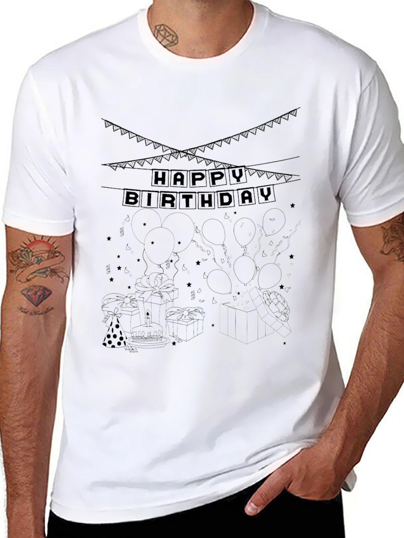 Happy Birthday Graphic T-Shirt - Black
