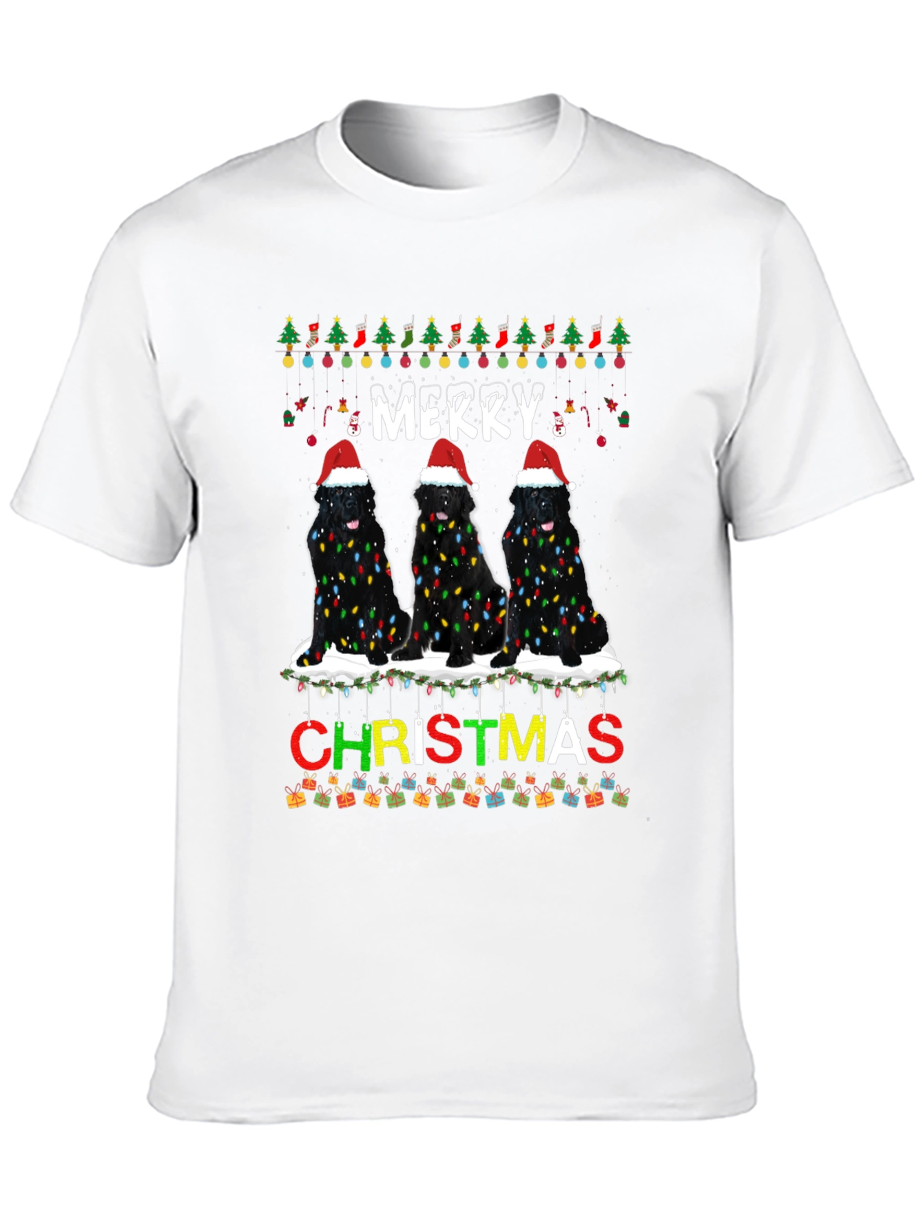 Merry Christmas Newfoundland Dog T-Shirt