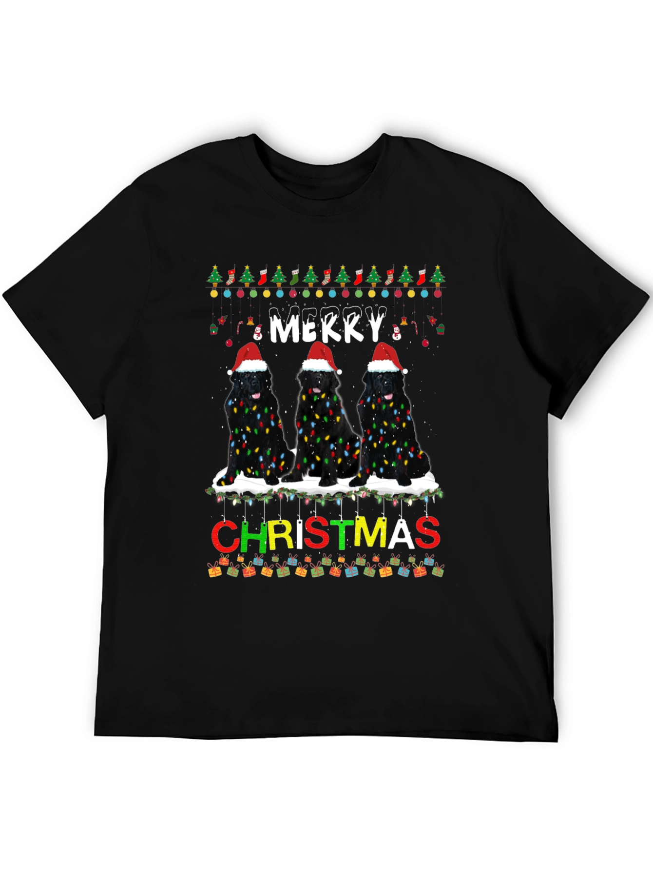 Merry Christmas Newfoundland Dog T-Shirt