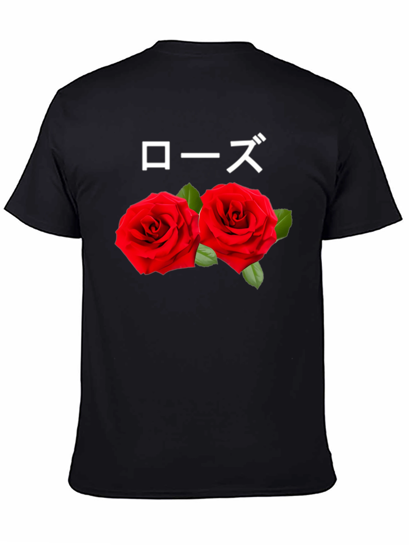Rose T-Shirt: Japanese Text & Floral Design