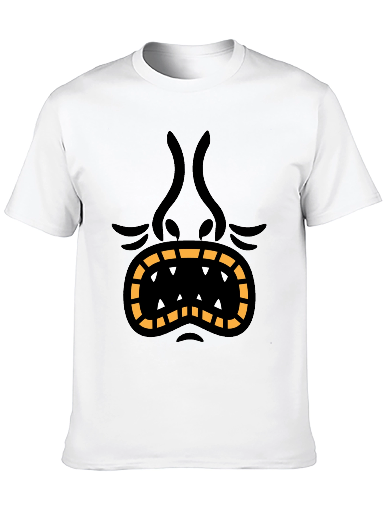 Monster Face Graphic Tee - Black Cotton T-Shirt