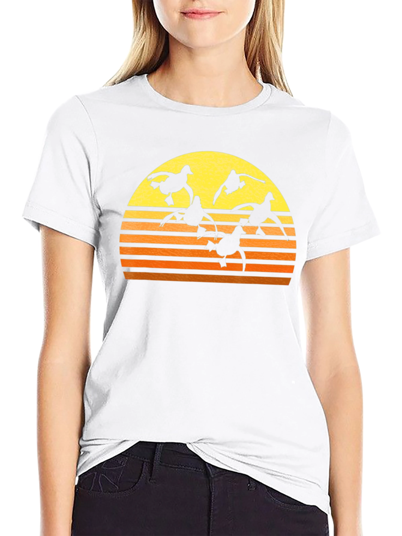 Sunset Ducks Graphic Tee - Black Cotton T-Shirt