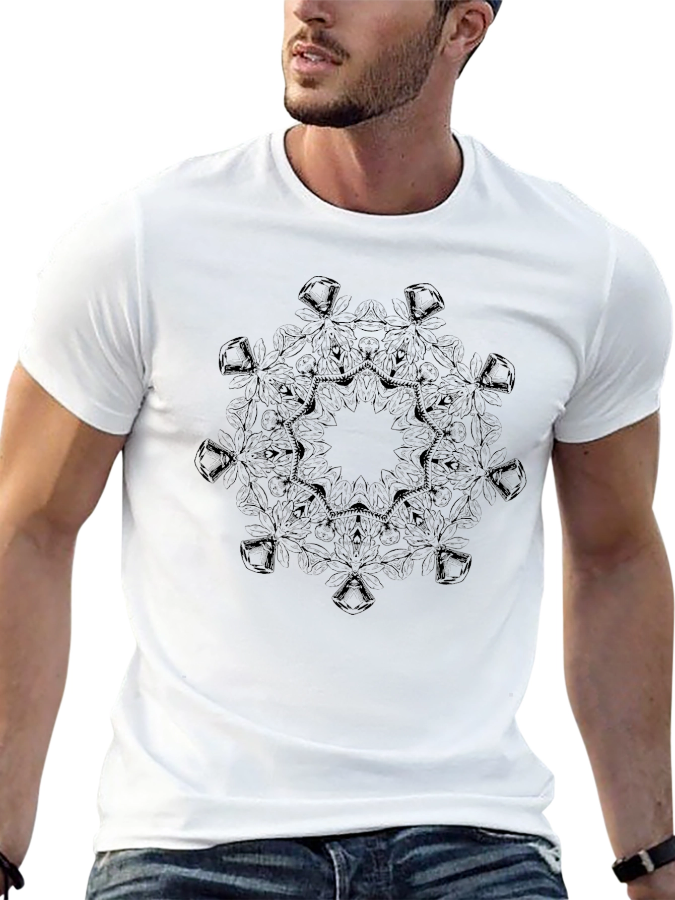 Abstract Mandala Graphic Black T-Shirt