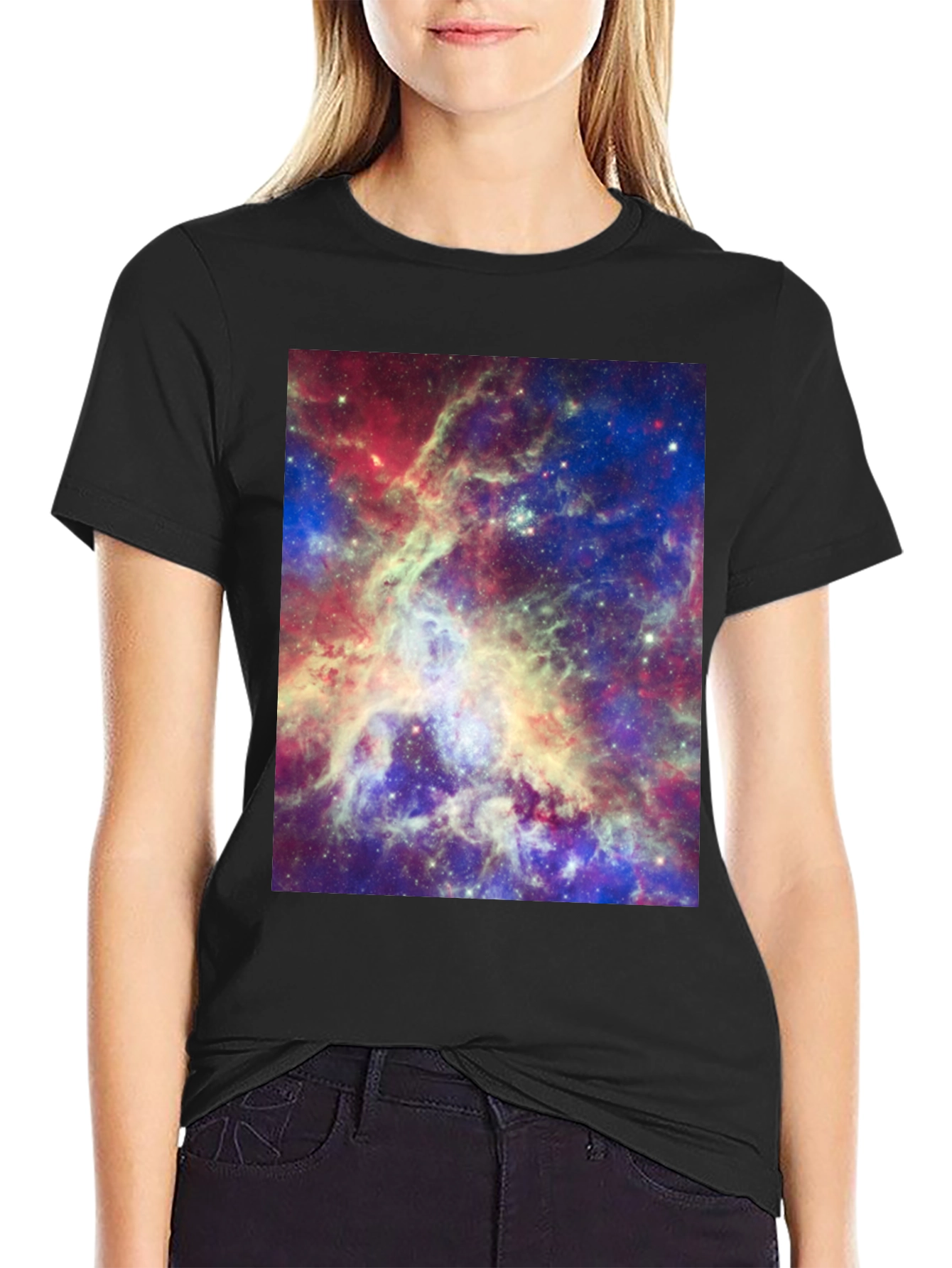 Galaxy Print Tee - Mens Black Cotton T-Shirt