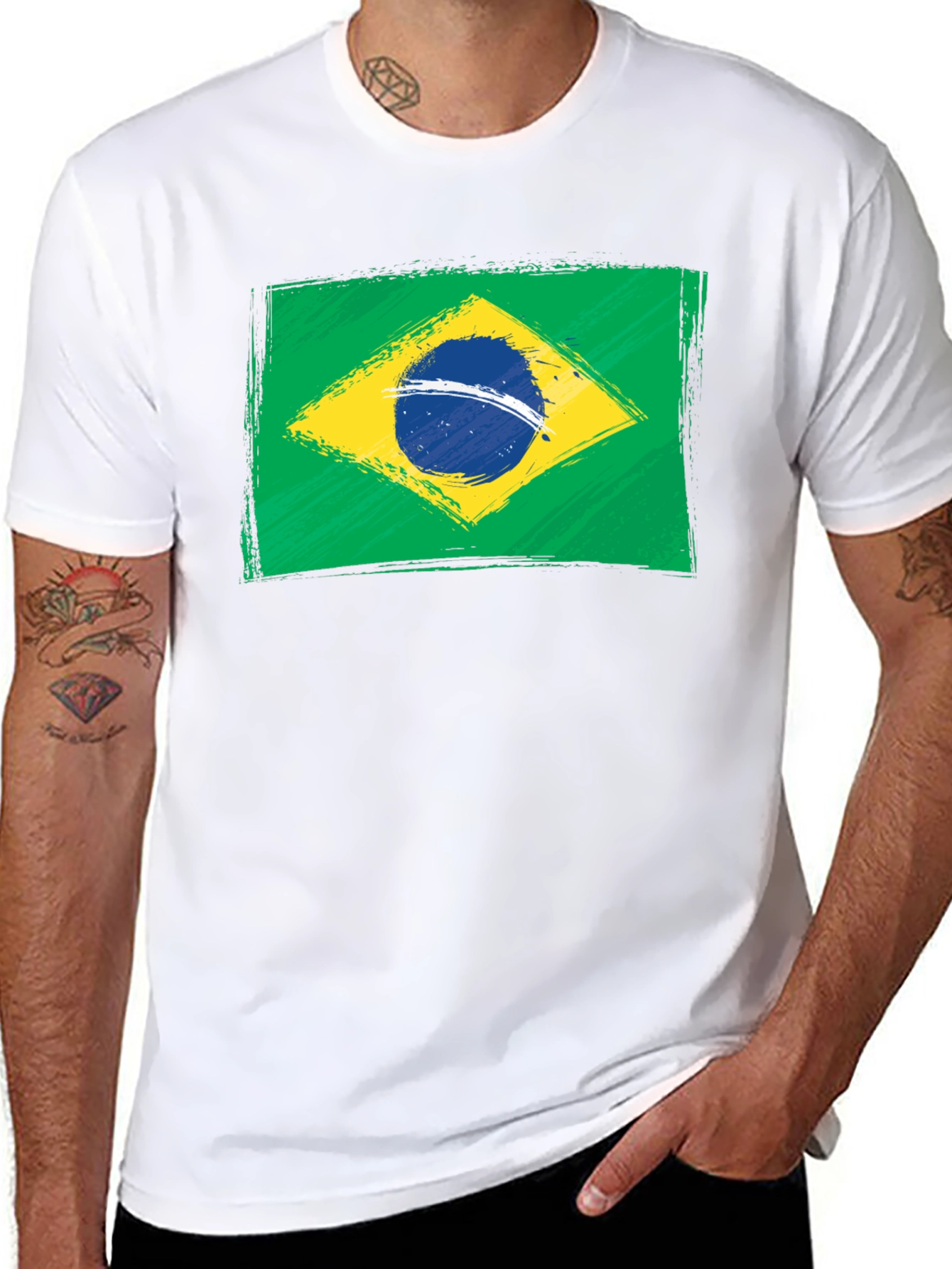 Brazil Flag Graphic T-Shirt - Black
