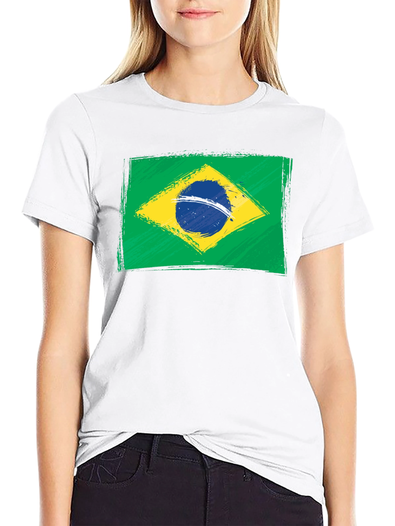 Brazil Flag Graphic T-Shirt - Black
