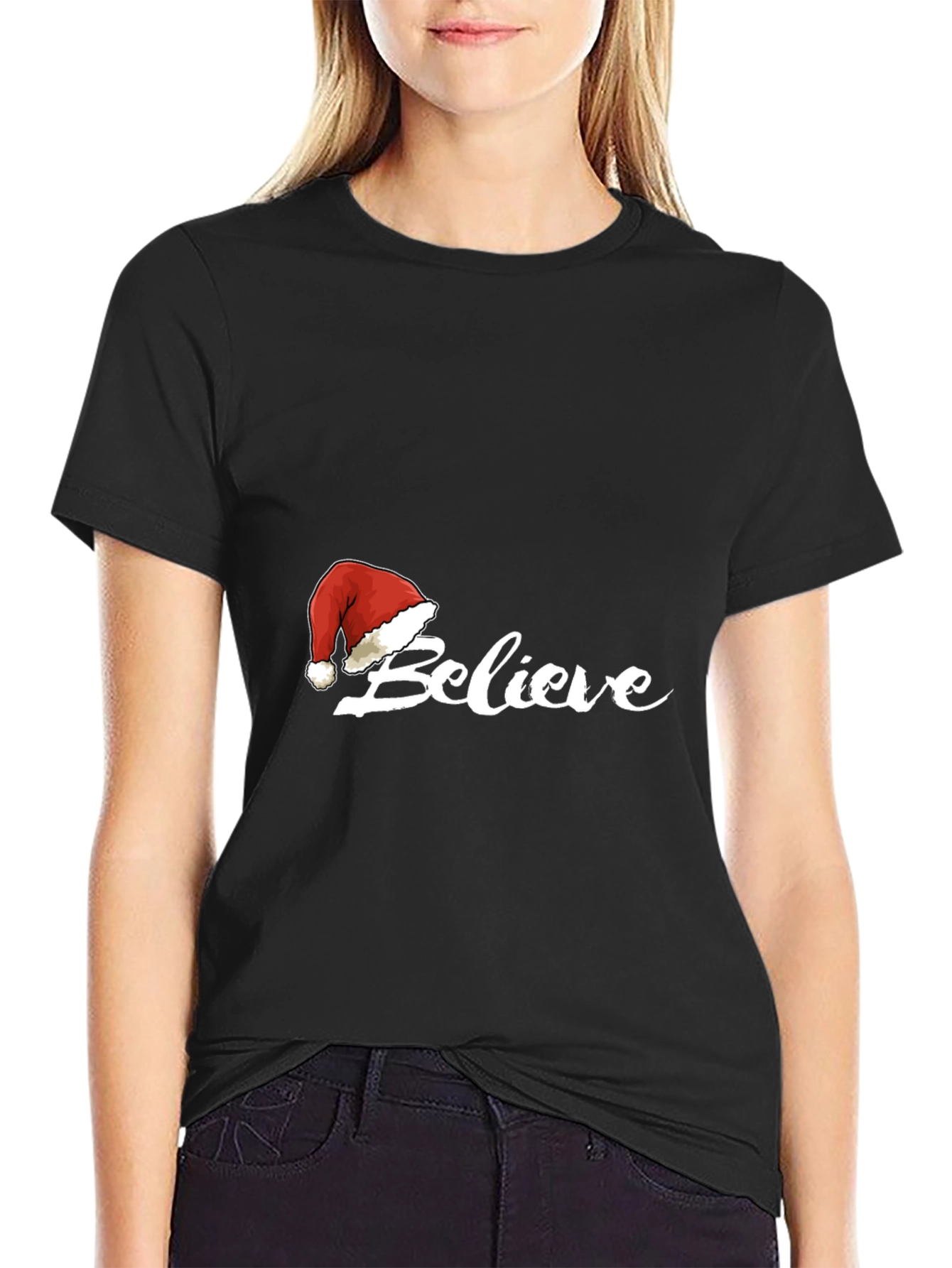 Believe Christmas Santa Hat T-Shirt