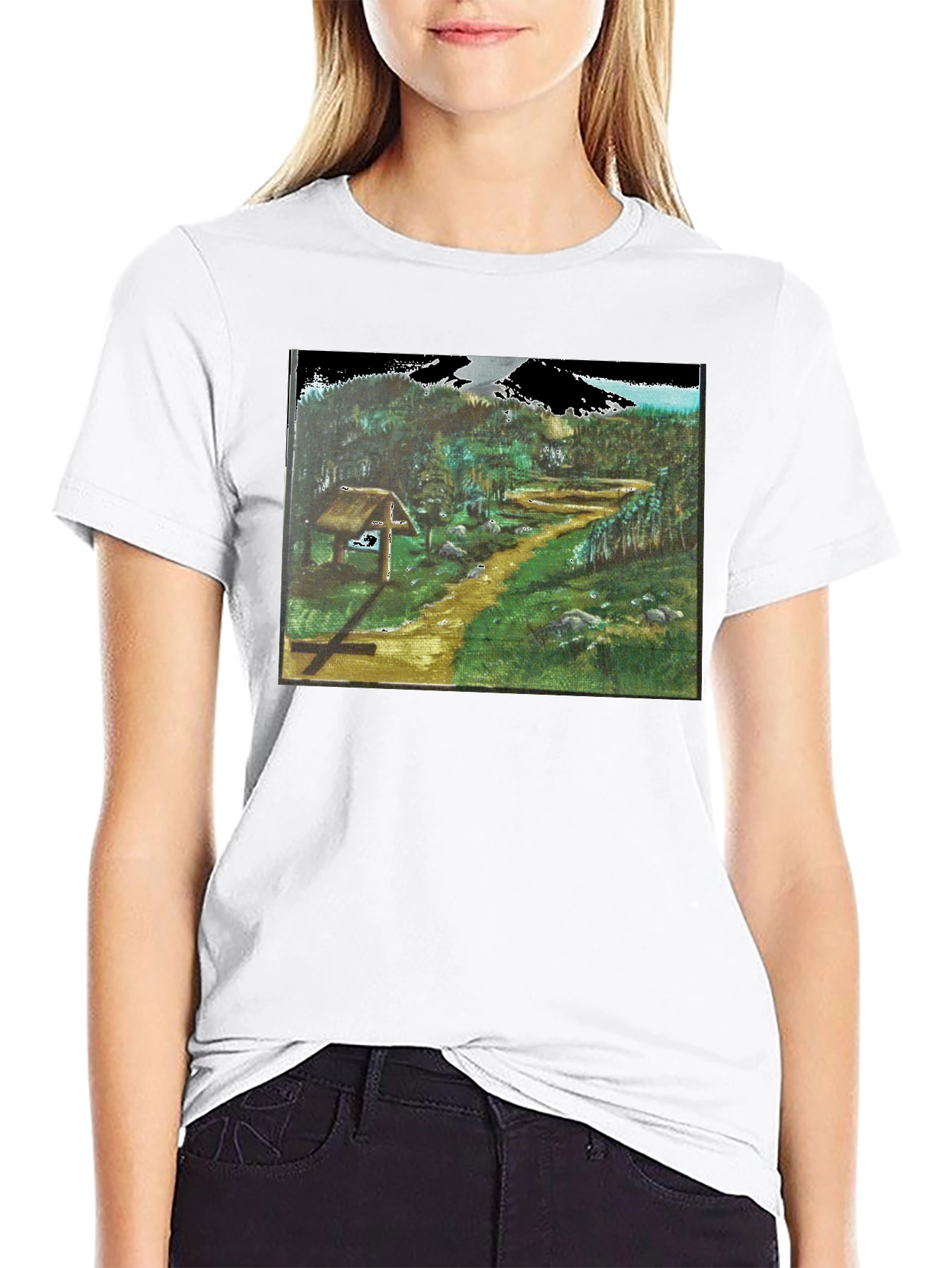 Nature Path Graphic Tee - Black Cotton Blend