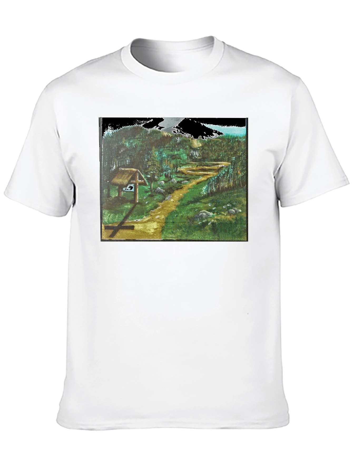 Nature Path Graphic Tee - Black Cotton Blend