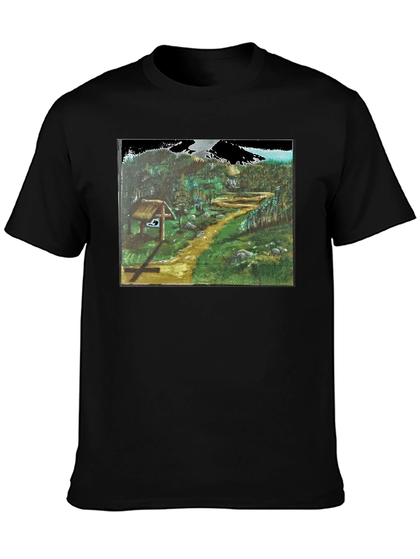 Nature Path Graphic Tee - Black Cotton Blend