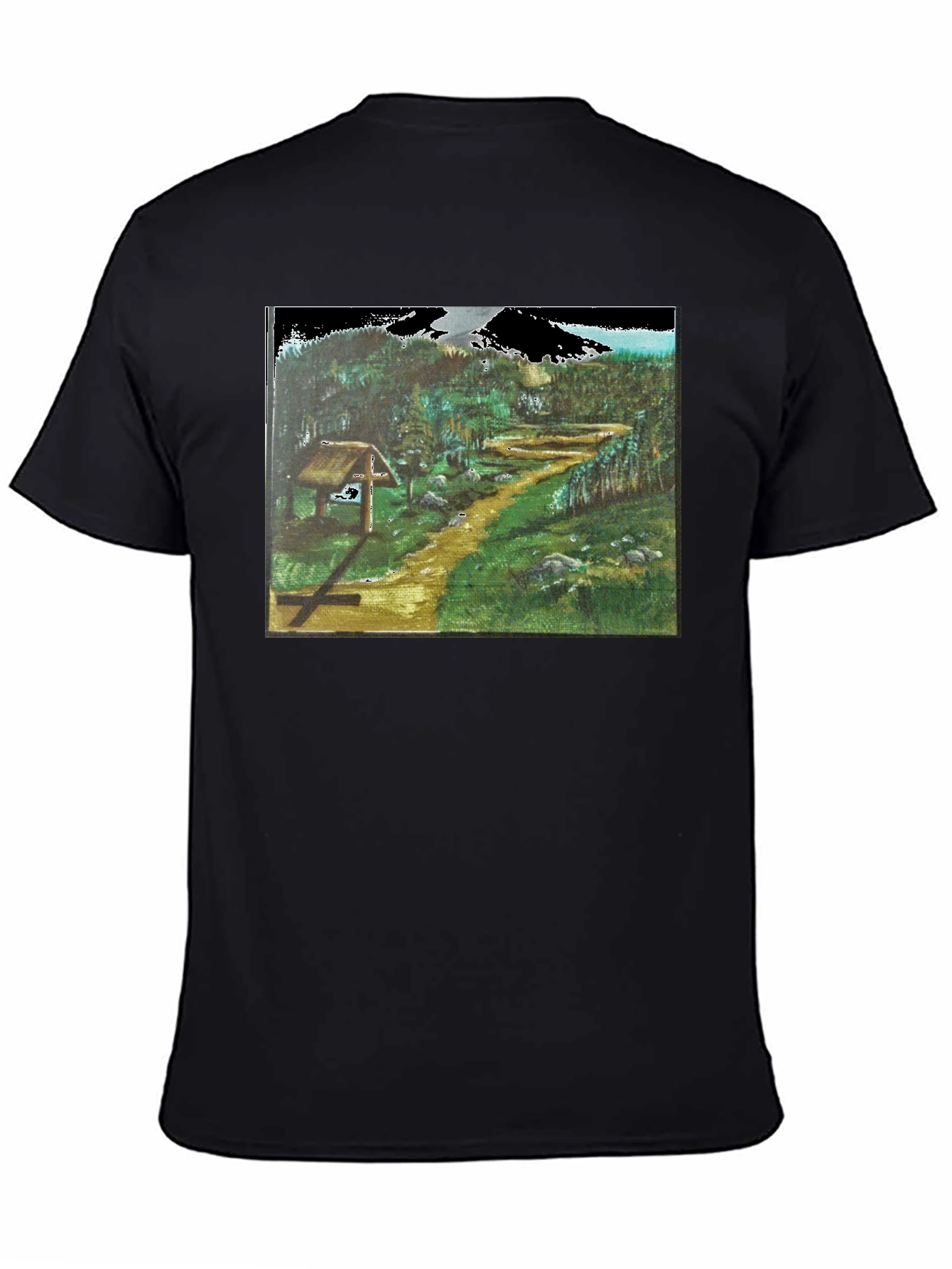 Nature Path Graphic Tee - Black Cotton Blend