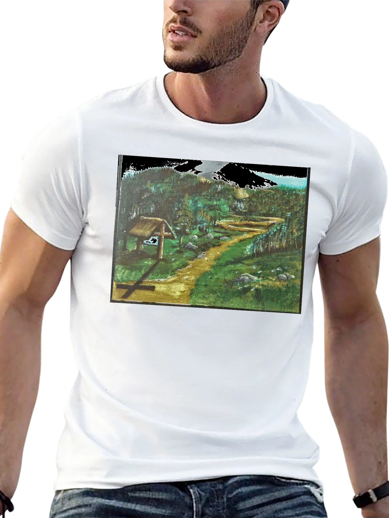Nature Path Graphic Tee - Black Cotton Blend