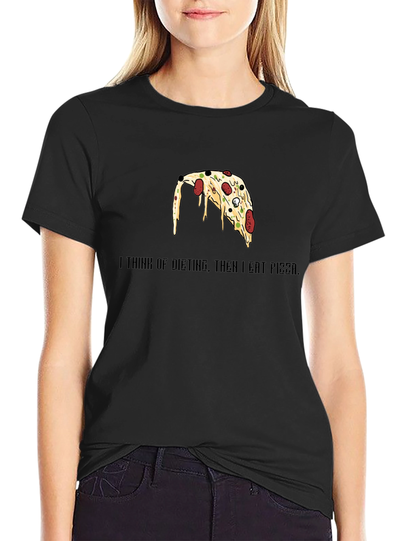 Pizza Lovers Black T-Shirt - Funny Diet Saying