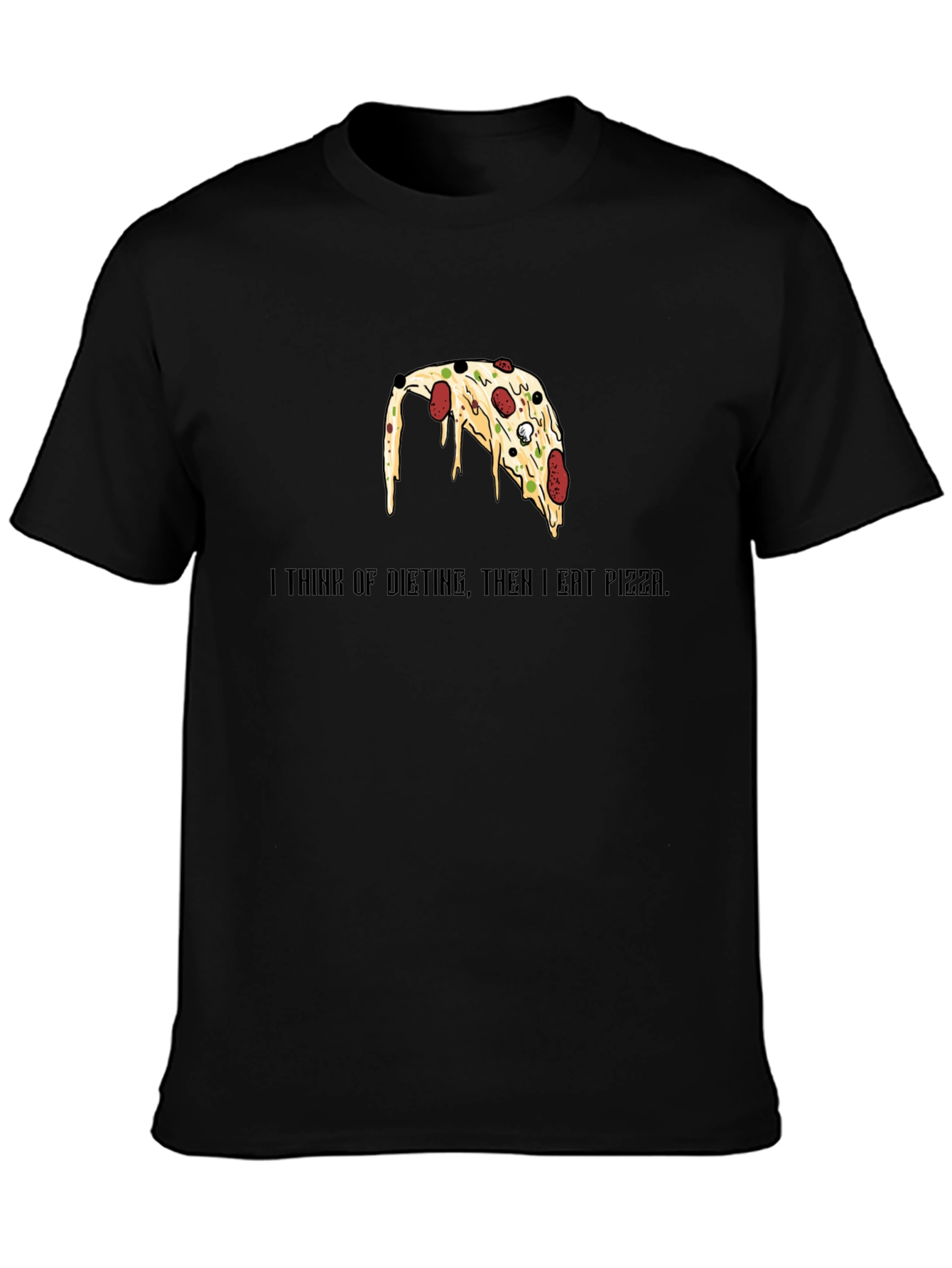 Pizza Lovers Black T-Shirt - Funny Diet Saying