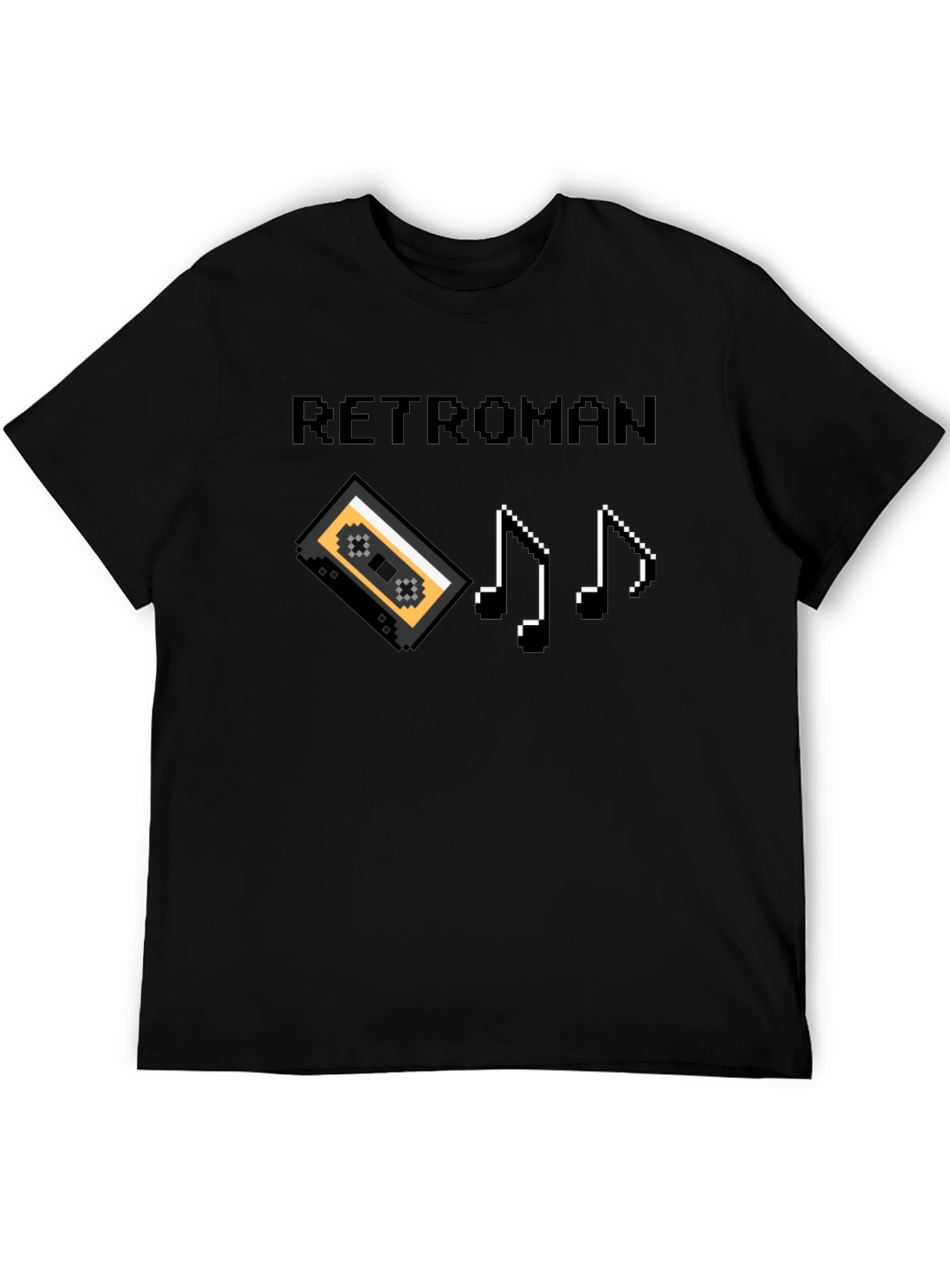 Retroman Retro 8-bit T-Shirt - Cassette & Music Notes