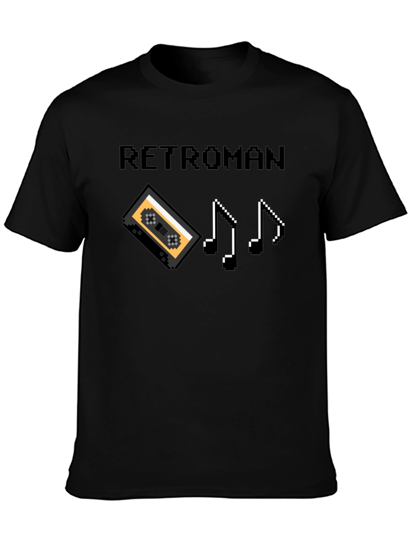Retroman Retro 8-bit T-Shirt - Cassette & Music Notes