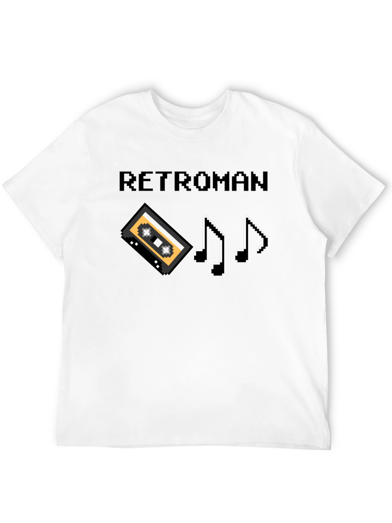 Retroman Retro 8-bit T-Shirt - Cassette & Music Notes