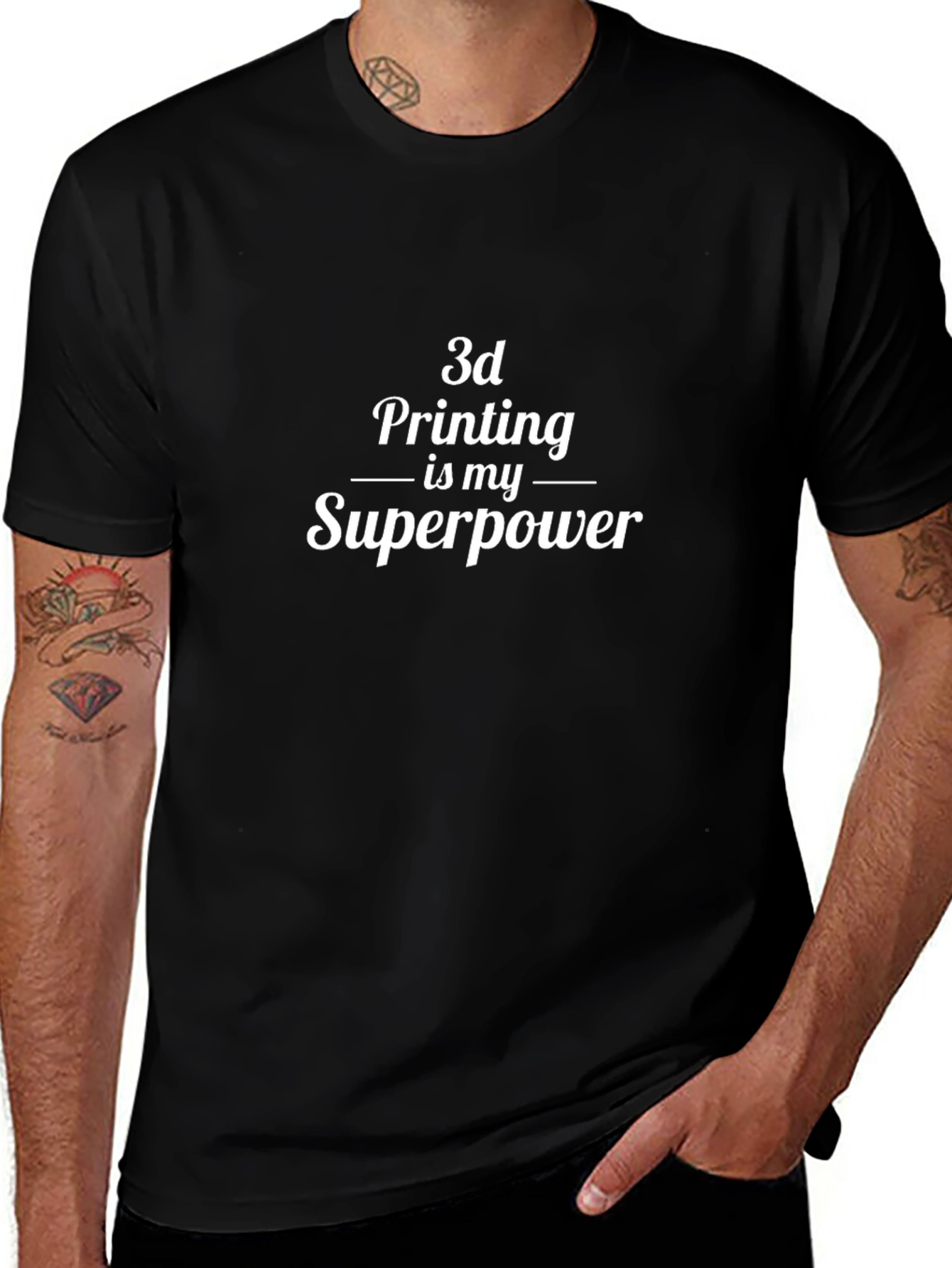 3D Printing is My Superpower Black Graphic T-Shirt