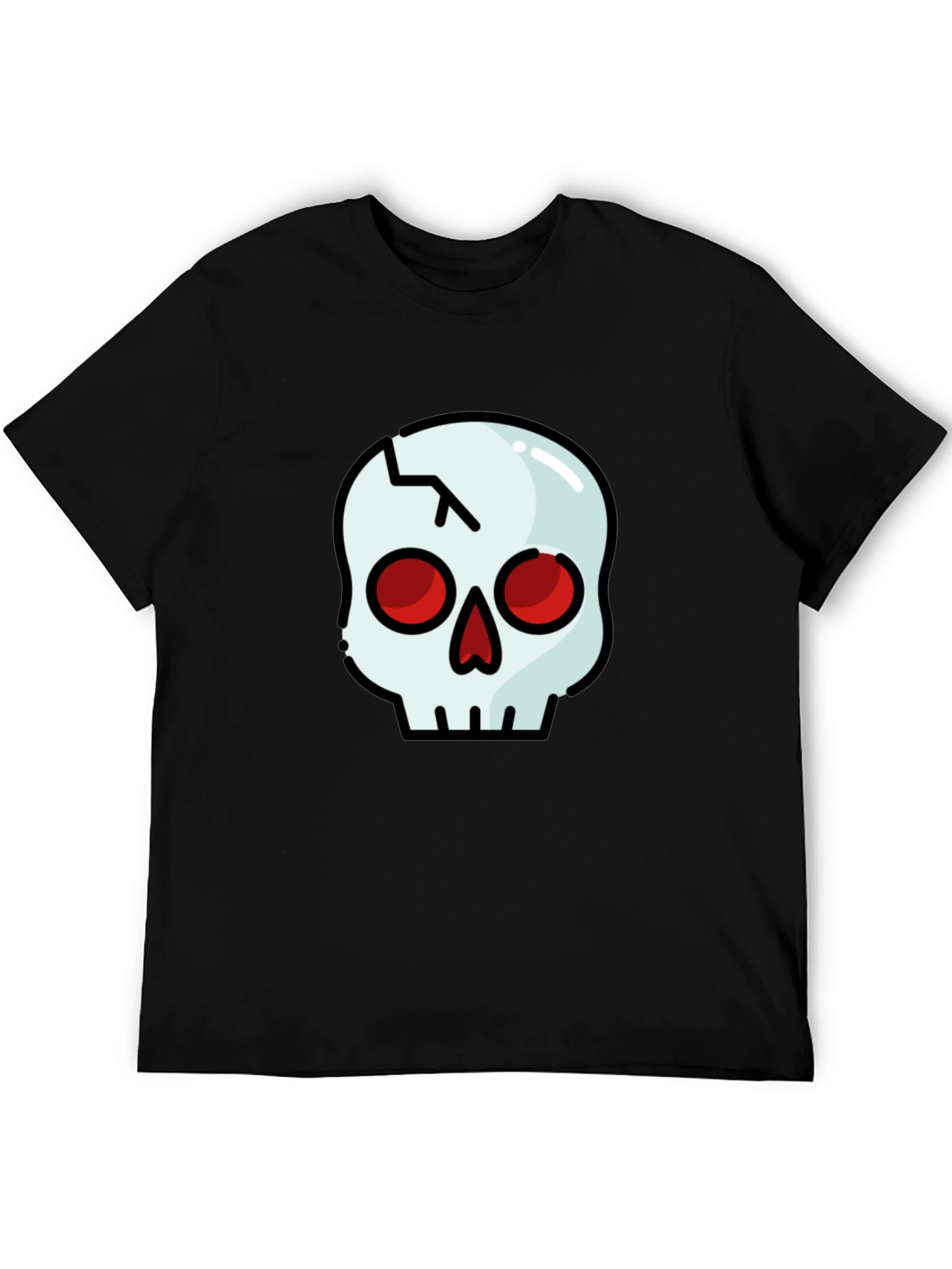 Cracked Skull Graphic Tee - Black