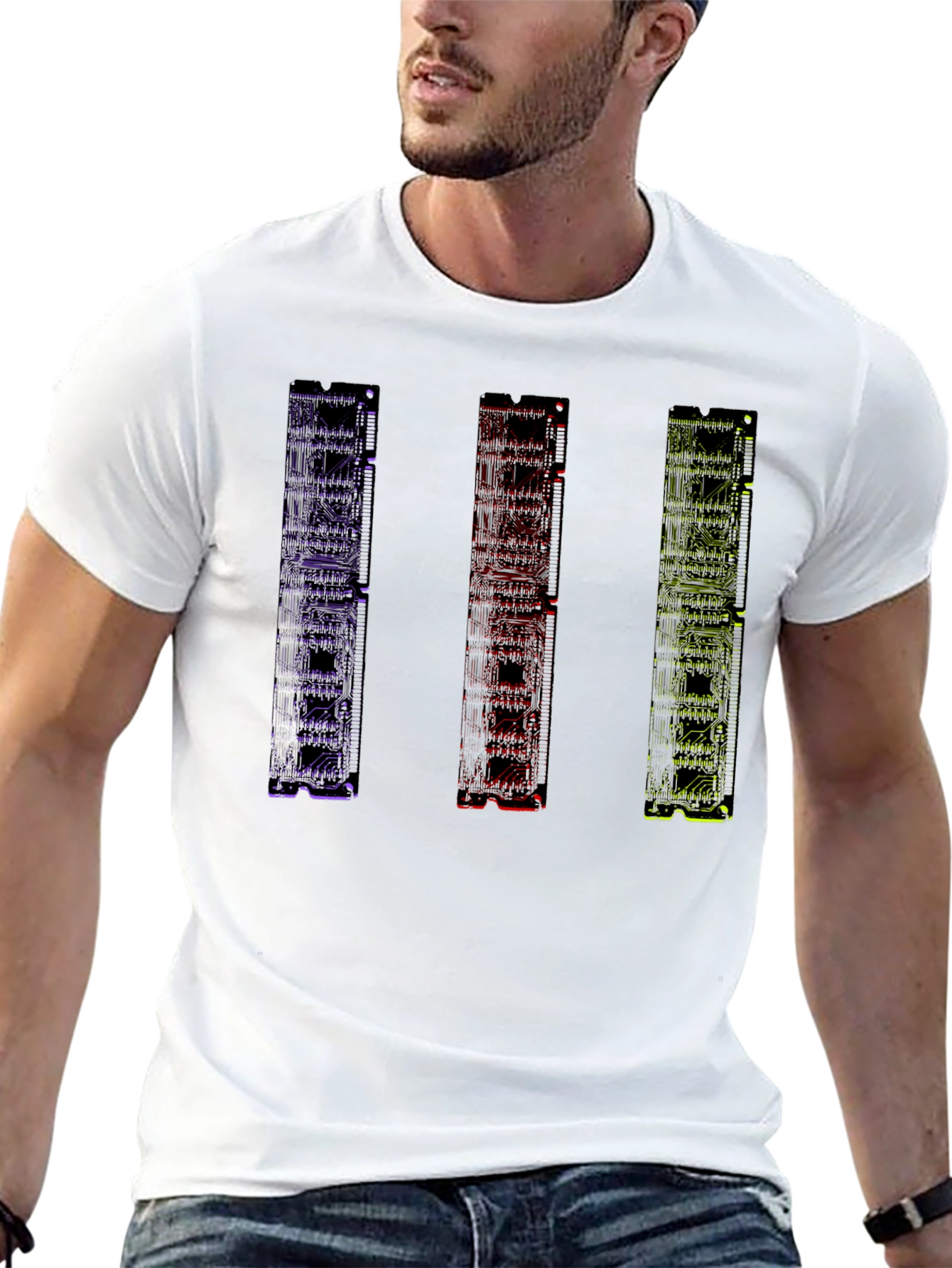 Geometric Circuit Board Mens Graphic T-Shirt