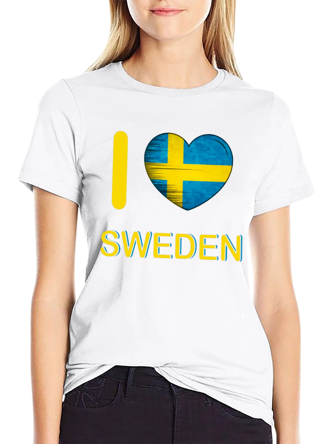 I Love Sweden T-Shirt - Black Crew Neck