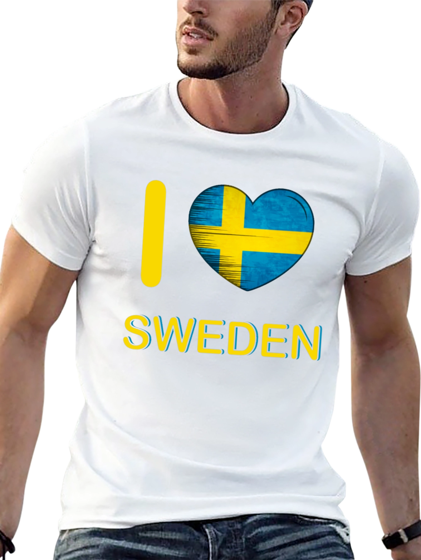 I Love Sweden T-Shirt - Black Crew Neck