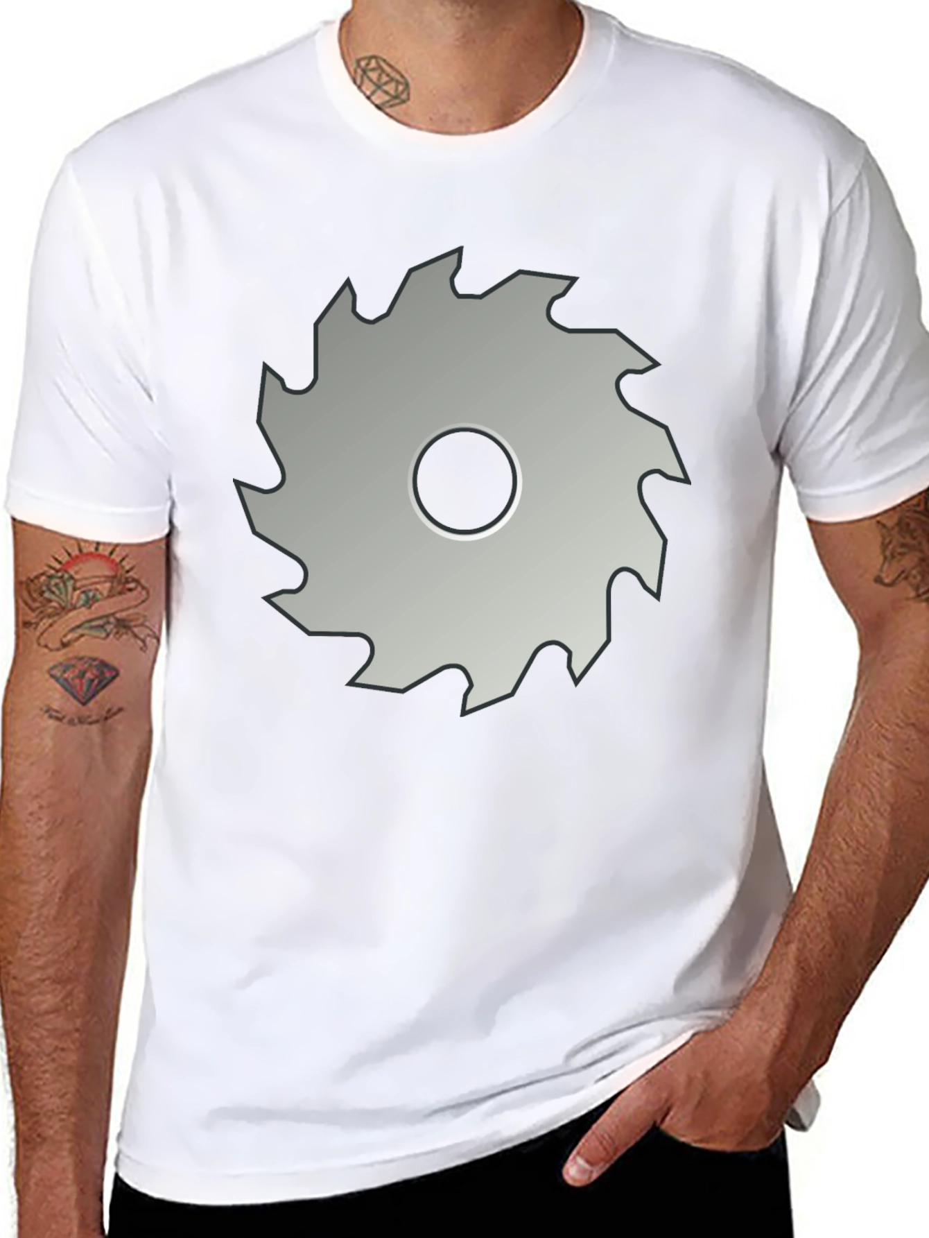 Saw Blade Graphic Tee - Black Crew Neck