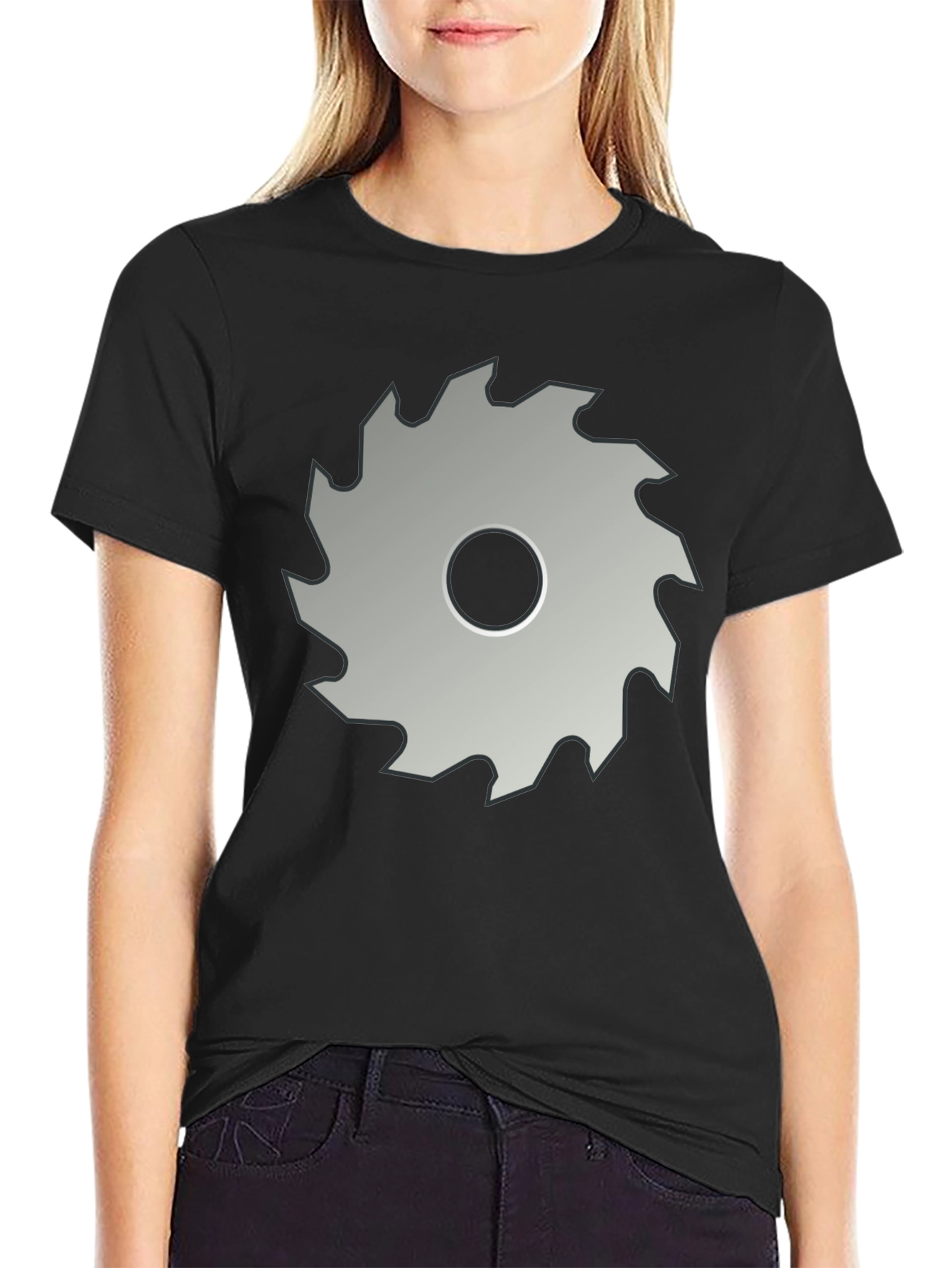 Saw Blade Graphic Tee - Black Crew Neck