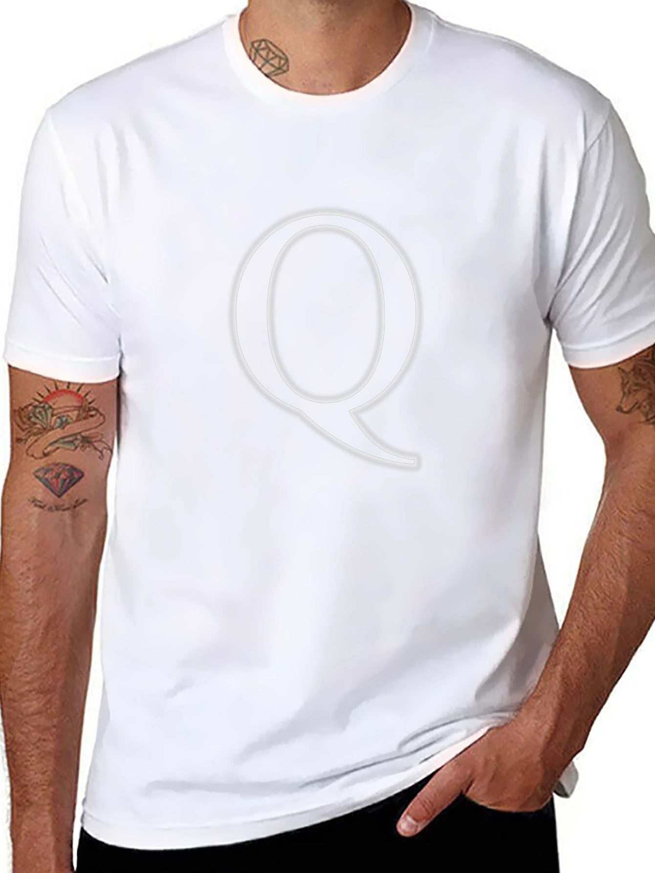 Letter Q Graphic Tee - Stylish Black Cotton T-Shirt