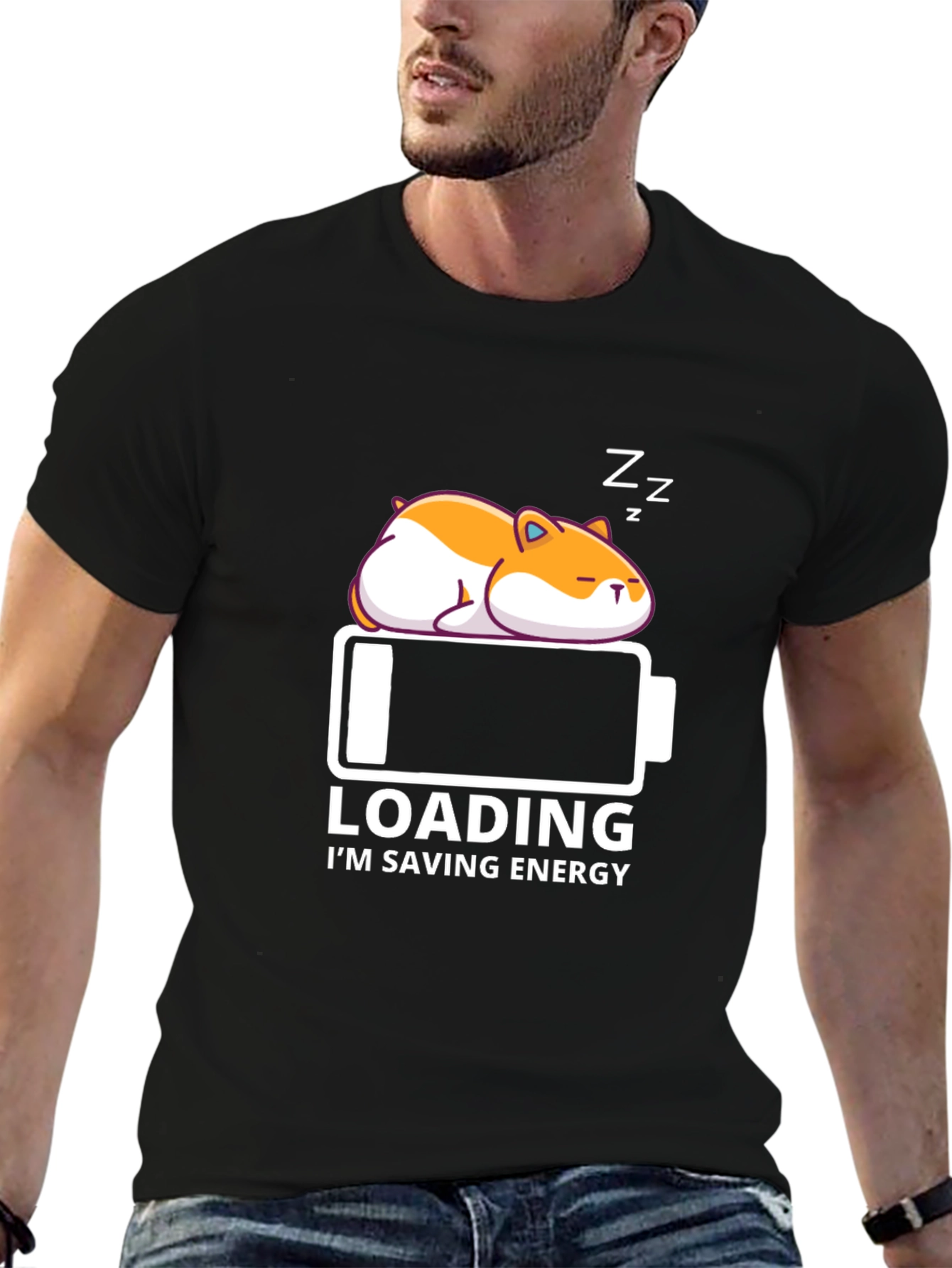 Loading Sleepy Hamster Graphic T-Shirt - Saving Energy Mode