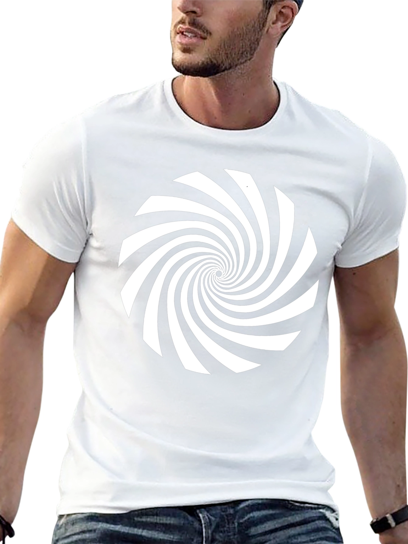 Hypnotic Spiral Graphic Tee - Black Cotton Comfort