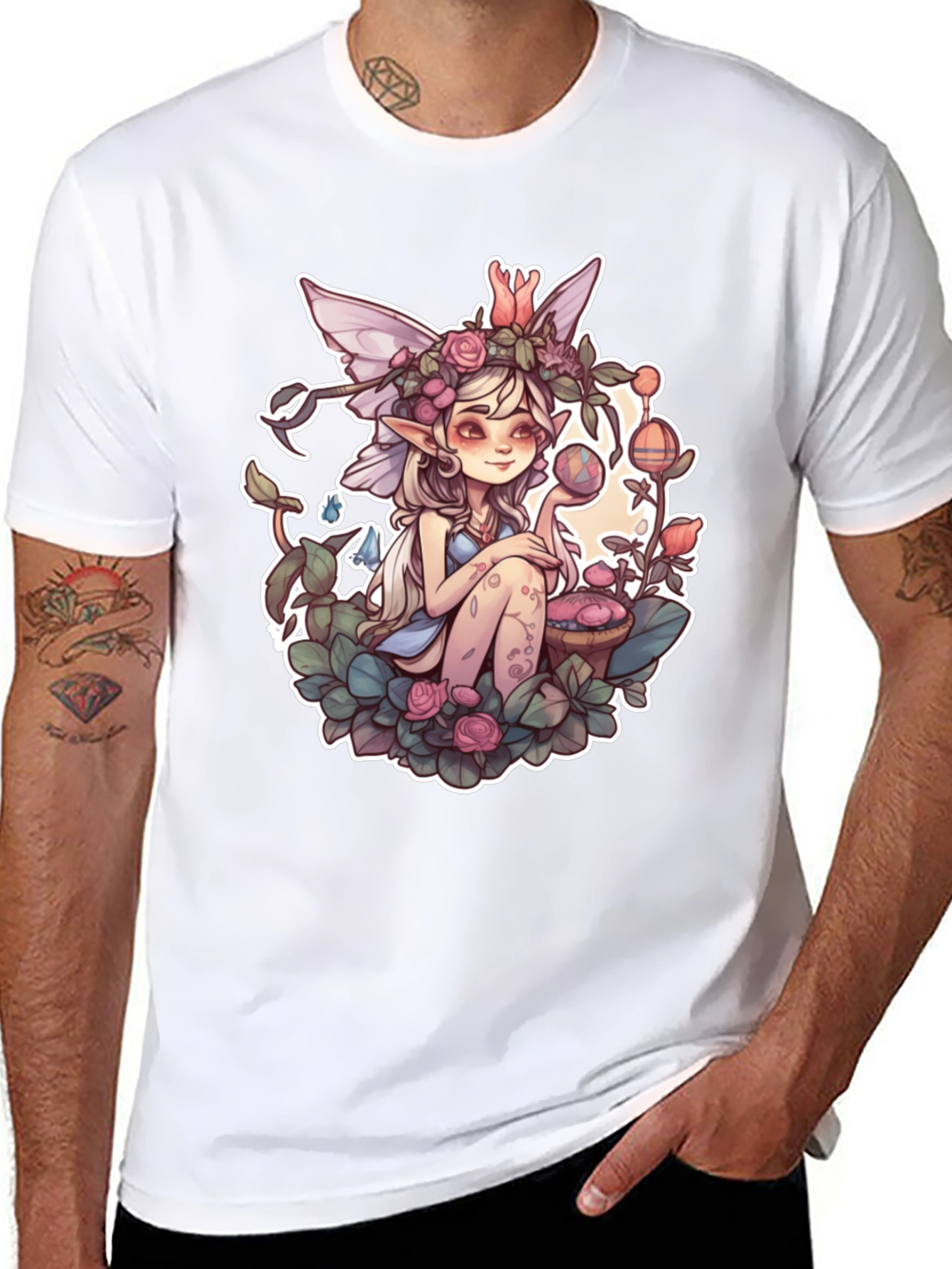 Whimsical Fairy Graphic Tee - Black Unisex Shirt